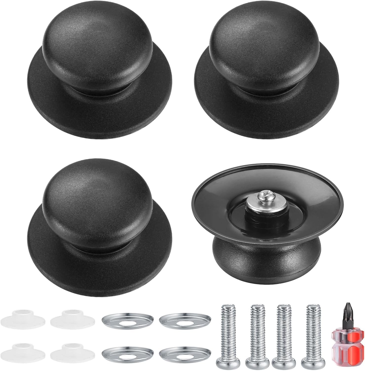 4 Pcs Pot Lid Knobs Bakelite Replacement Handles Universal Kitchen Black