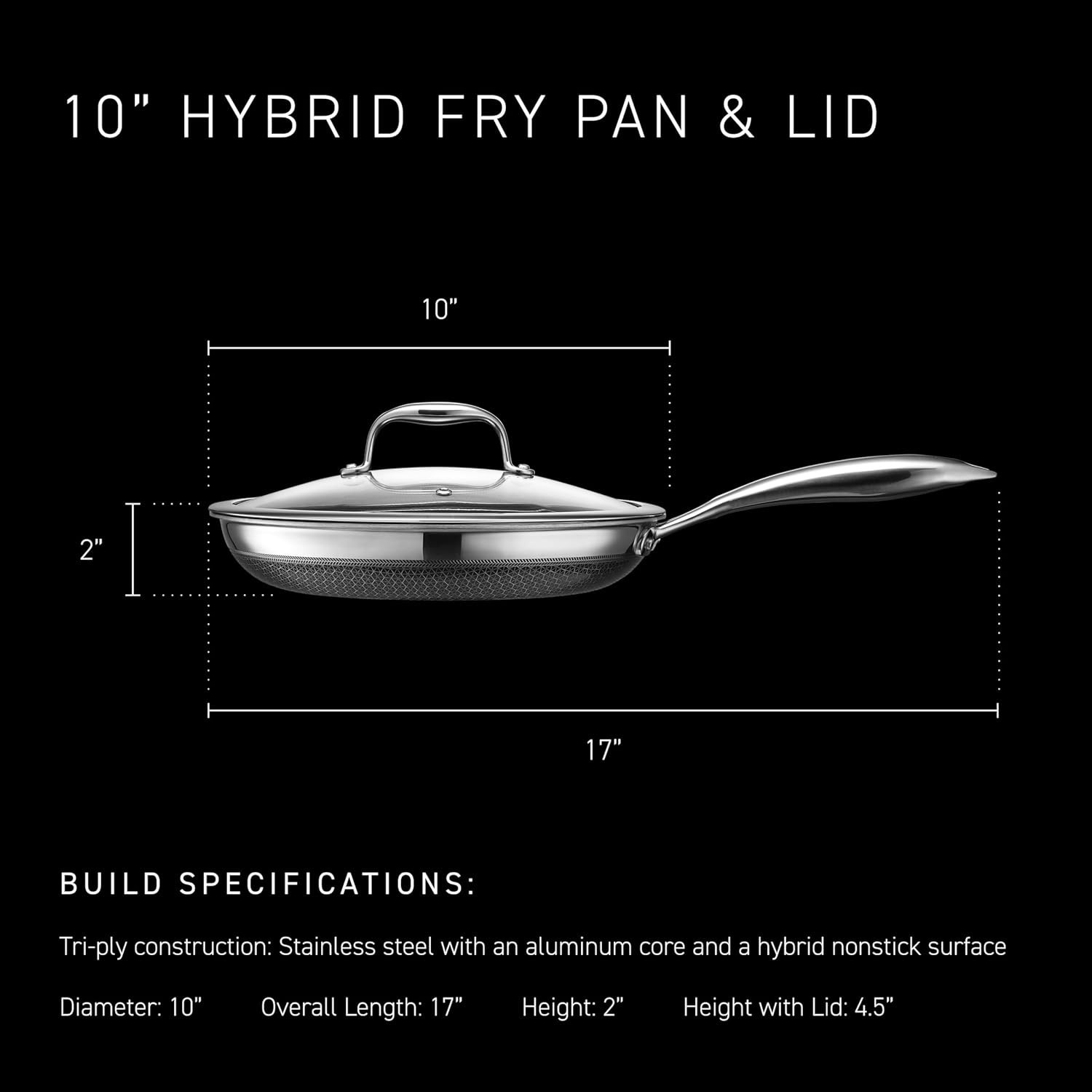 10″ Hybrid Nonstick Frying Pan with Lid – Oven Safe