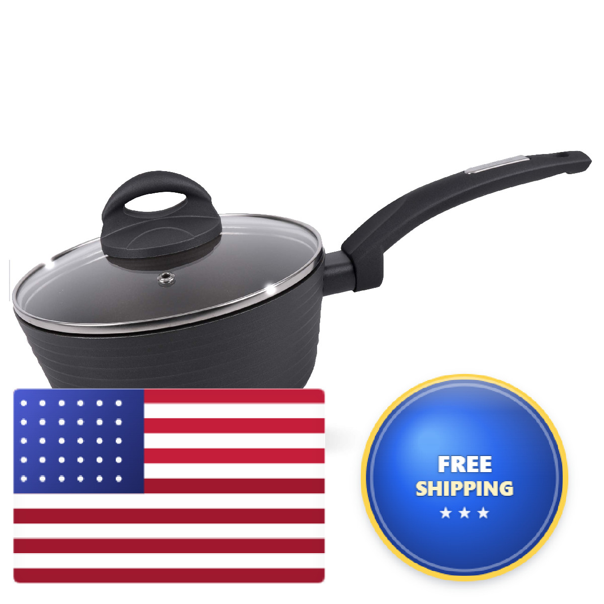 Nutrichef Replacement Part-Saucepan Pot Lid 1.7 Quart Small Black Prtnccw12Sp