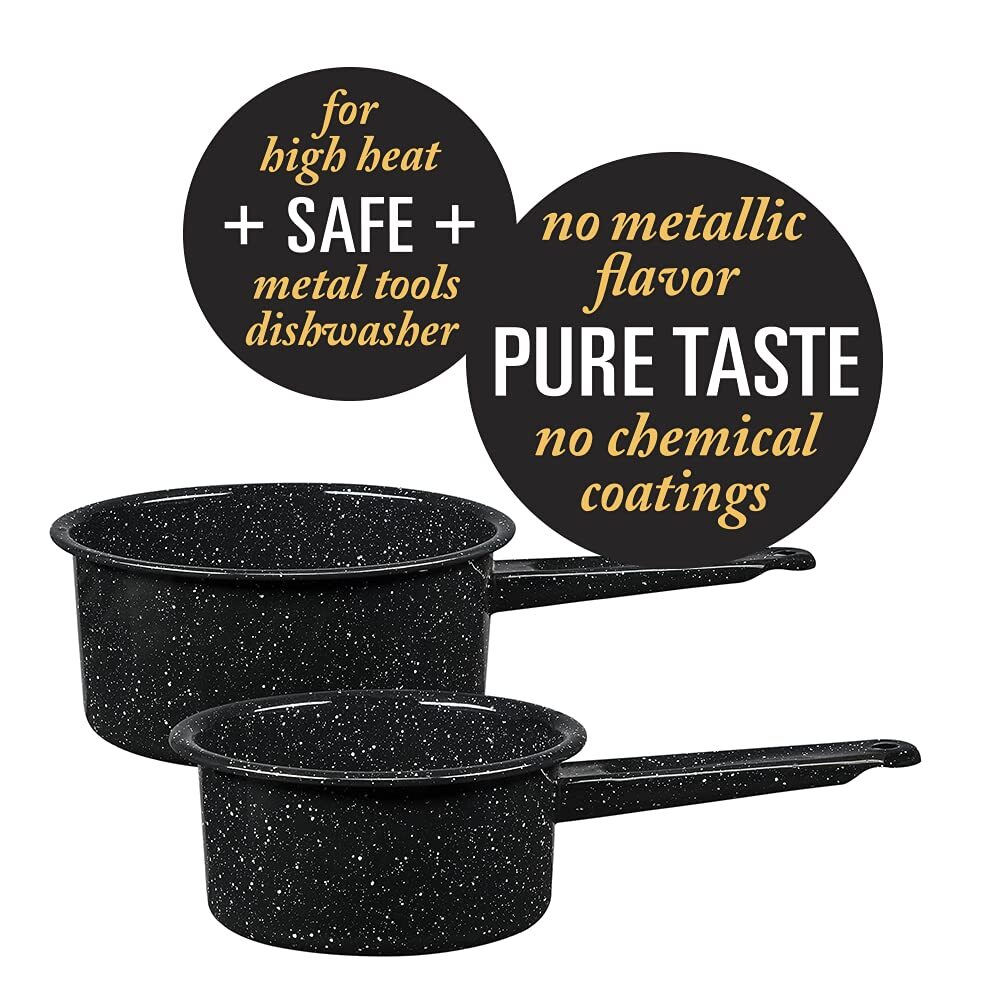 Granite Ware Saucepan, 1 and 2 Qt, Set of 2 – Speckled Black