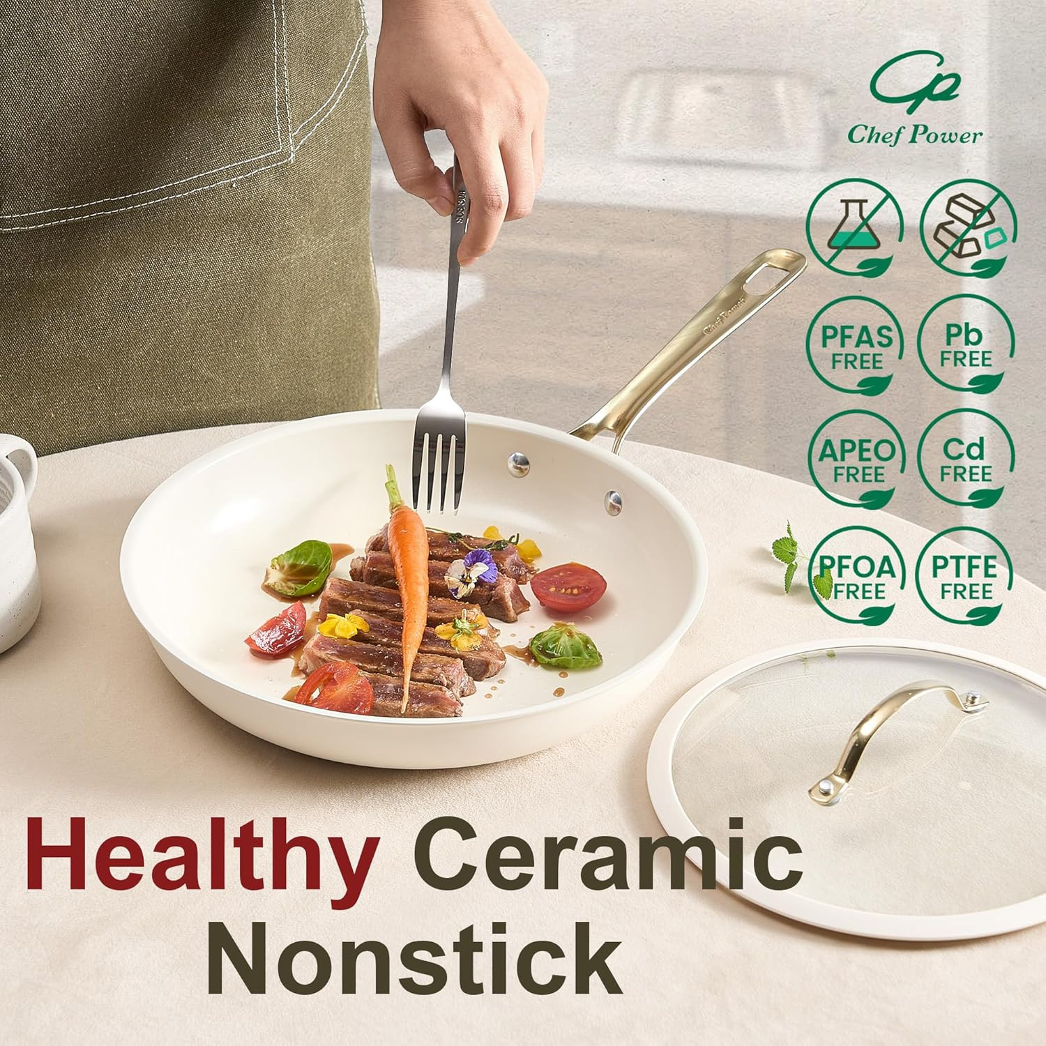 Elegant 10-Piece Non-Stick Ceramic Cookware Set with Stainless Steel Handles