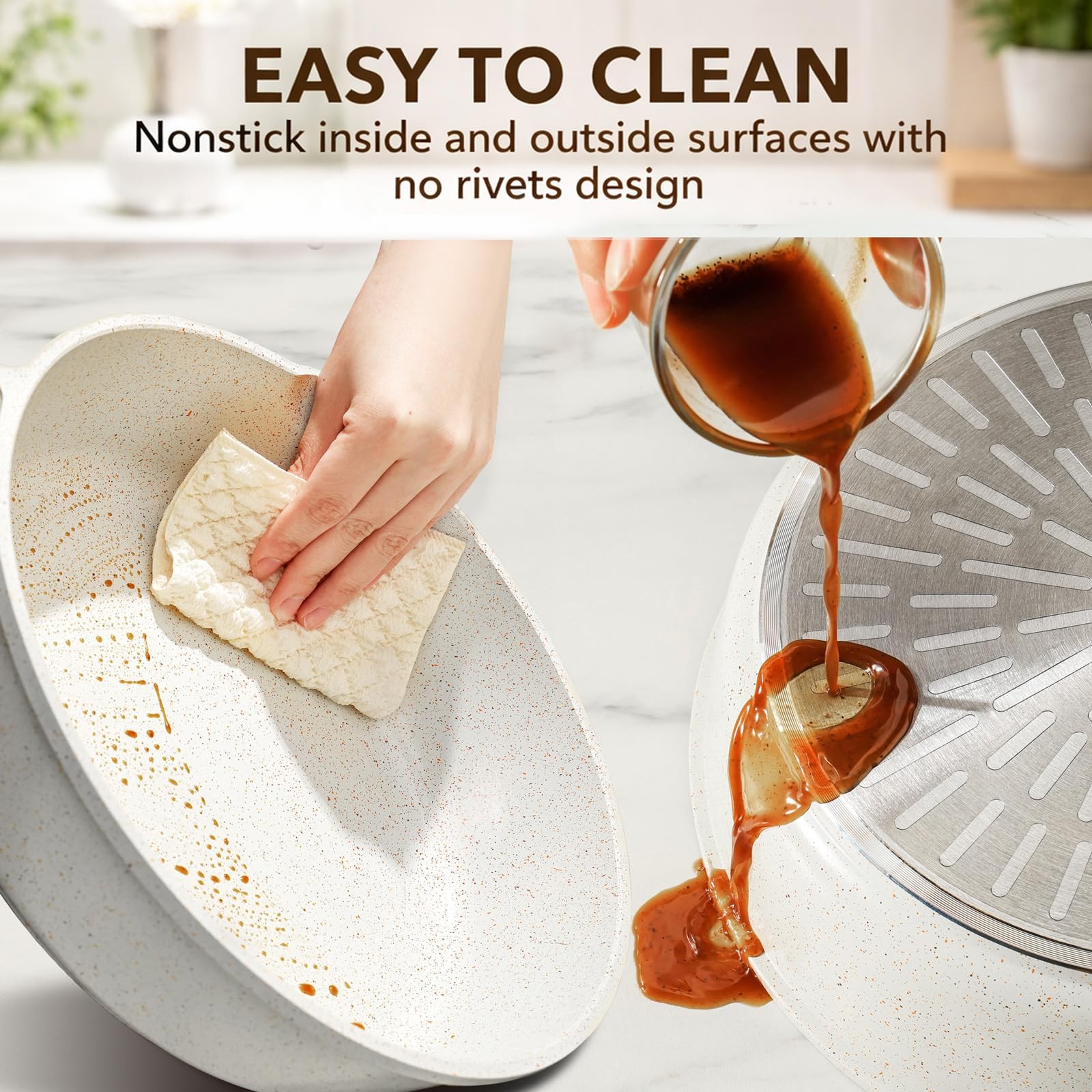 SENSARTE Nonstick Ceramic Cookware Set 13 Piece Non toxic Pots and Pans Set