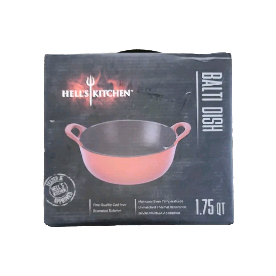 Hell’s Kitchen Nonstick, 1.75QT-Red-Cast Iron Balti Dish, 1.75 quart – Brand New