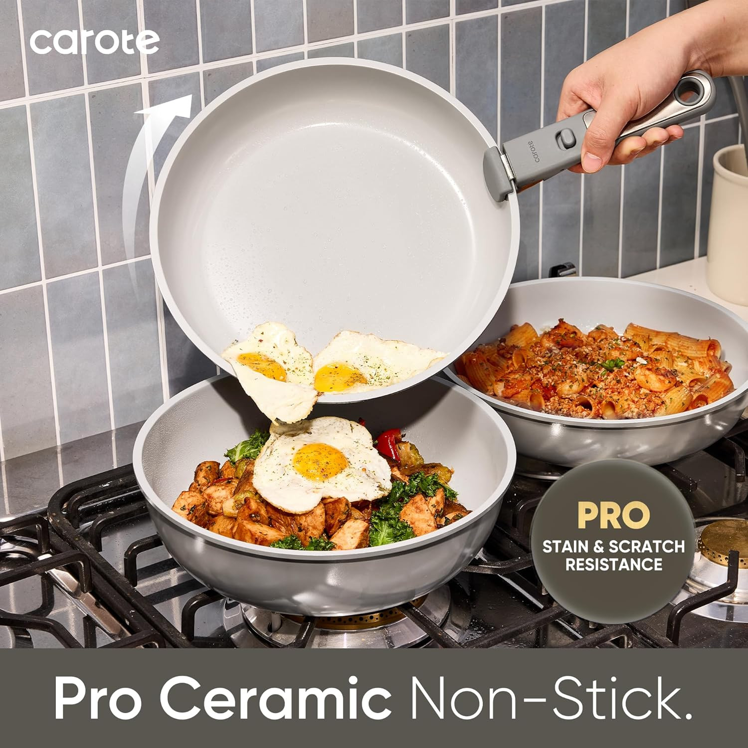 27-Piece Dark Gray Nonstick Ceramic Cookware Set with Detachable Handles