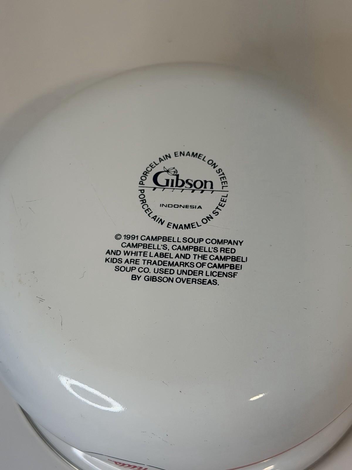 Gibson Campbell Kids 1 Qt Porcelain Enamel Steel Saucepan w/ Lid White/Red