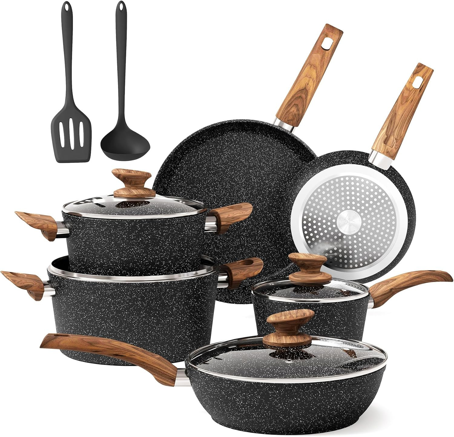 Induction Pots and Pans Set Non Stick 12 Piece Nonstick Kitchen Cookware Sets