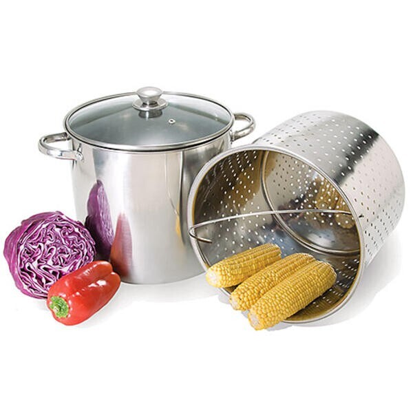 Healthy Living Giant 20 quart Steamer Set 3 Piece -Pot, Lid and Steamer Basket