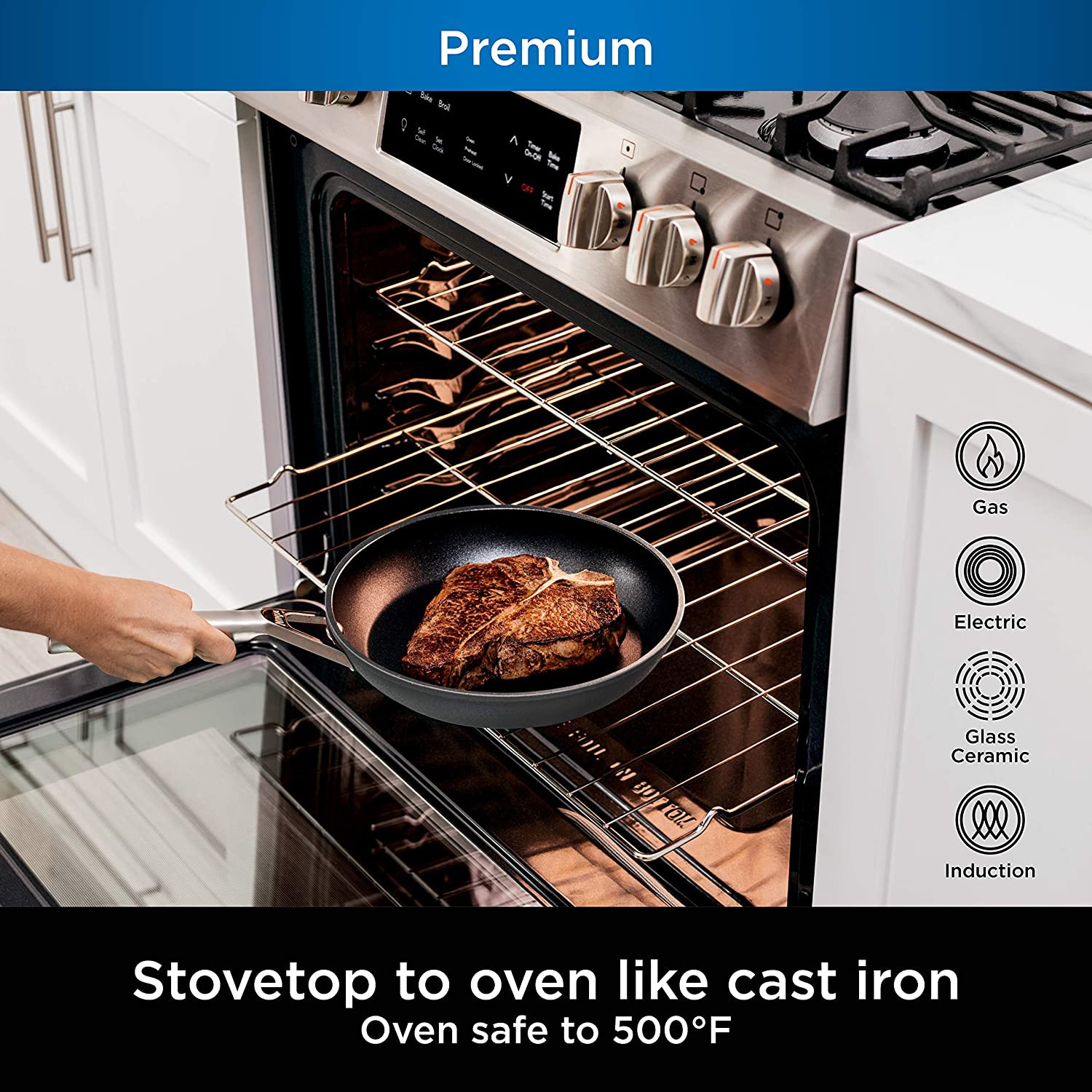 Neverstick Premium 10-Piece Nonstick Cookware Set, Oven Safe, Slate Grey