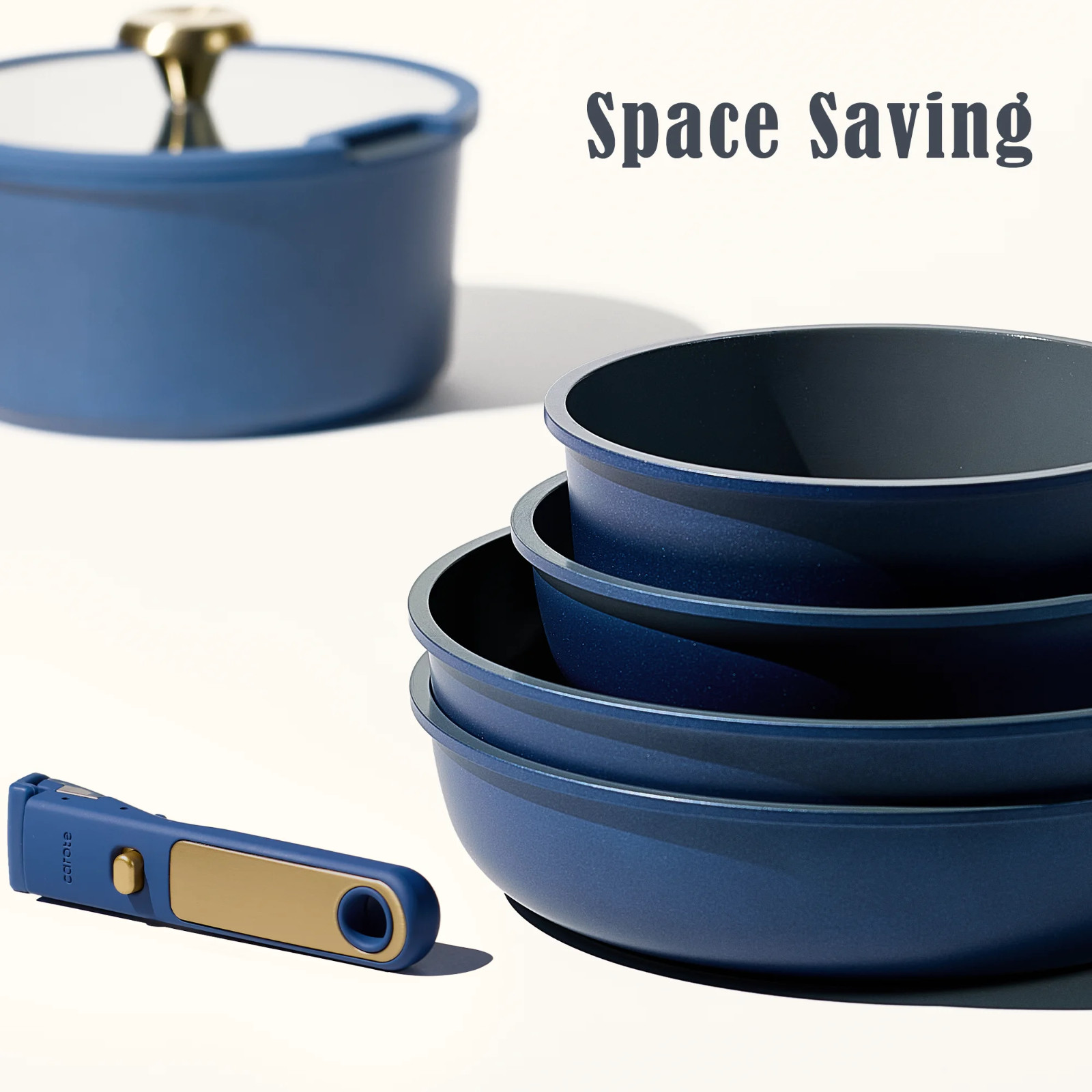 15‑Pc Ceramic Nonstick Cookware Set – Detachable Handles