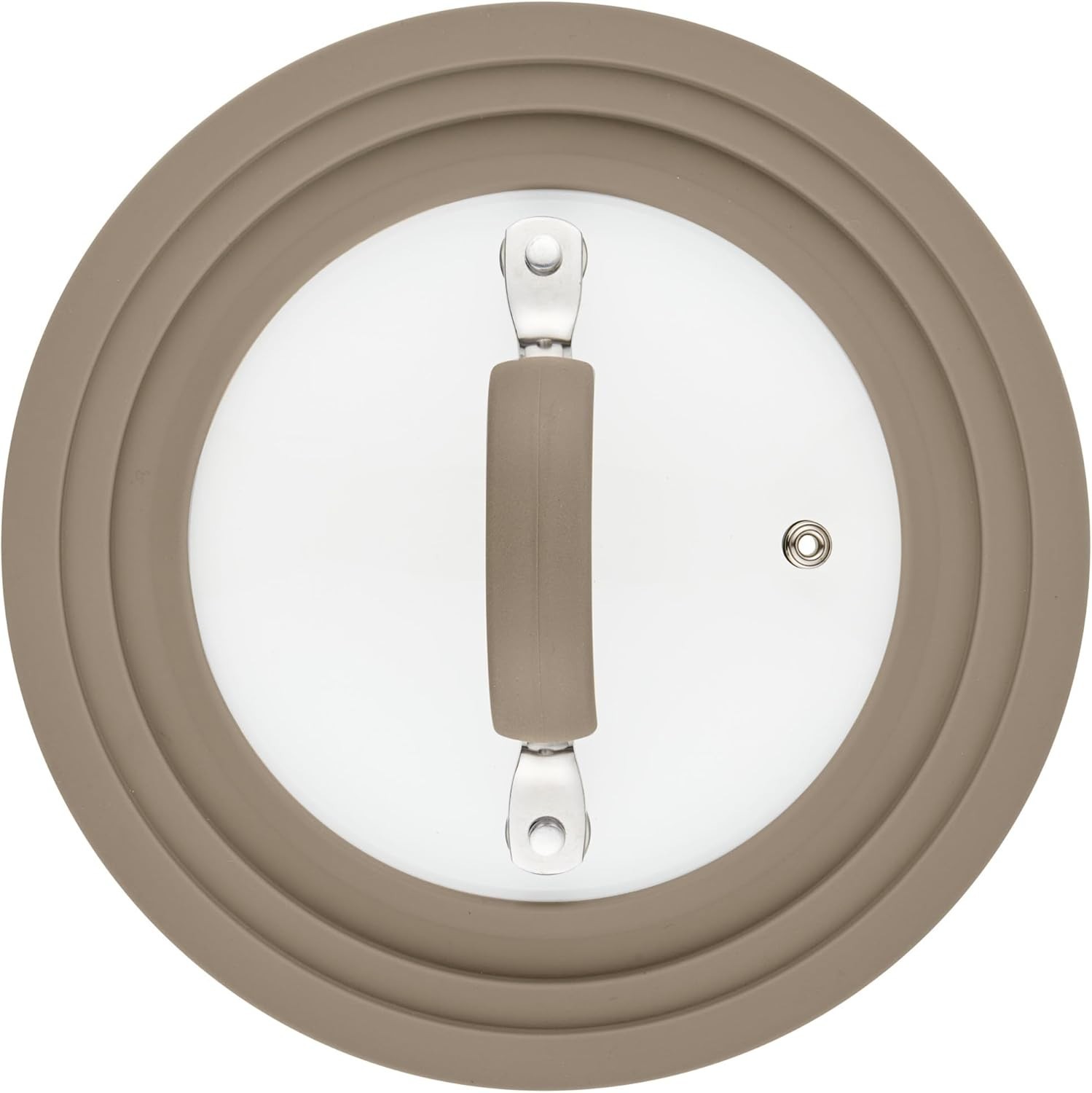 8.5″ Universal Glass Lid Silicone Rim Heat Resistant Taupe