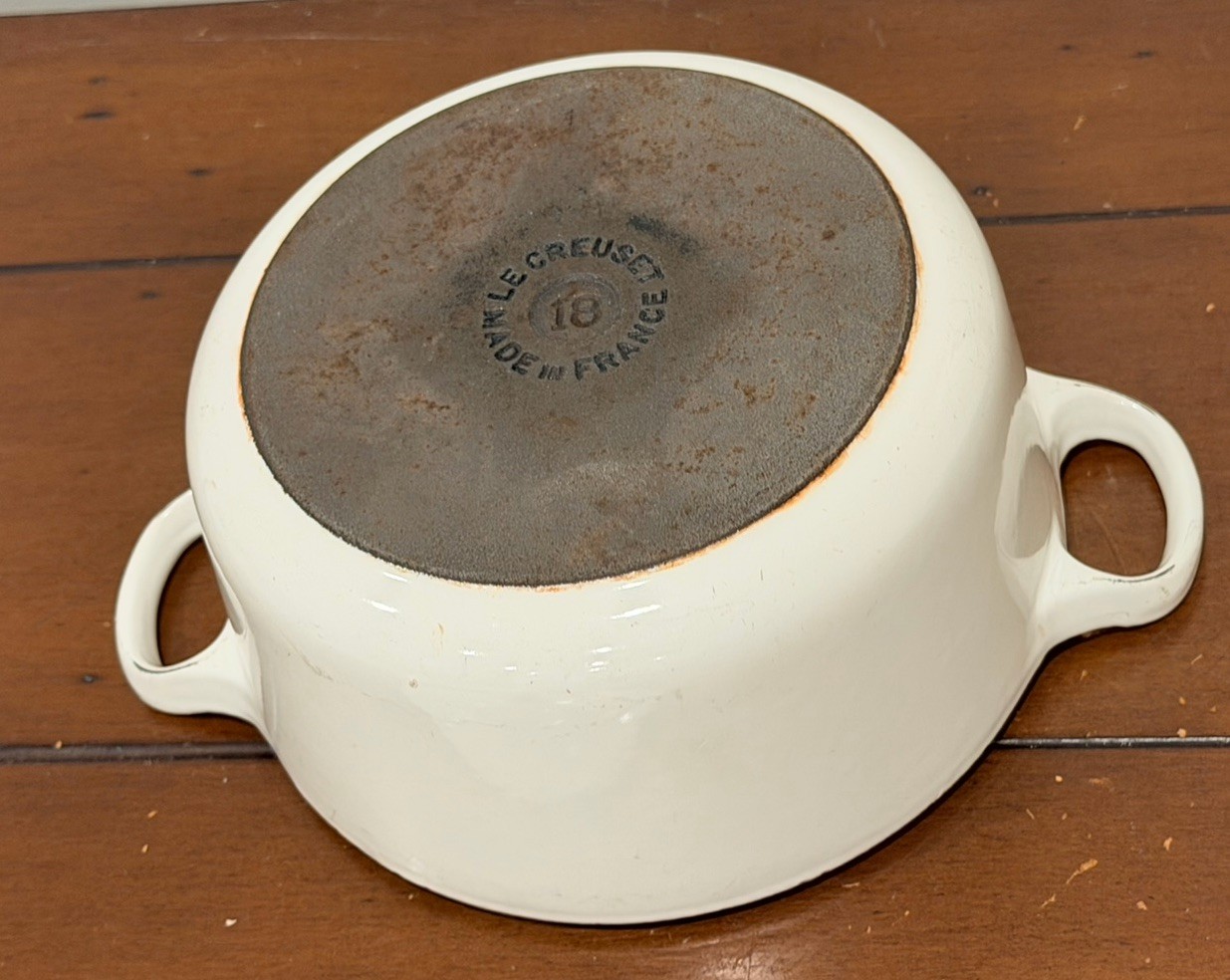 Vintage Le Creuset 18 Dutch Oven 2 Qt White Cast Iron France