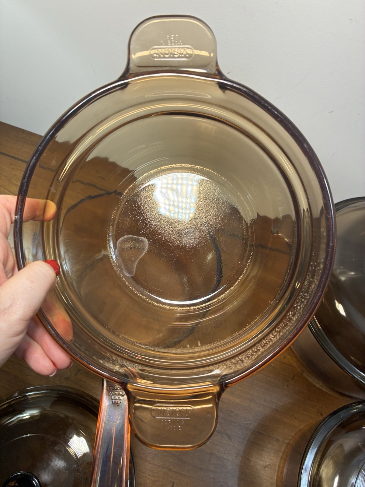 Vintage Corning Ware Amber Vision 10p 4 Sizes Sauce Pans Double Boiler USA