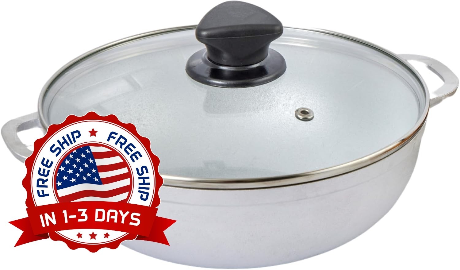 Caldero Con Tapa Para Cocinar Y Servir Color Plateado Aluminio Fundido 3.7QT NEW