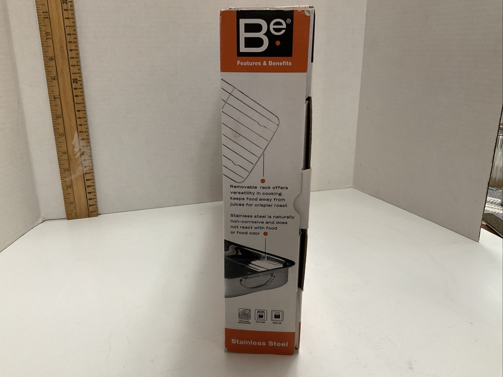 NEW BASIC ESSENTIALS ROASTER PAN & RACK STAINLESS STEEL NIB