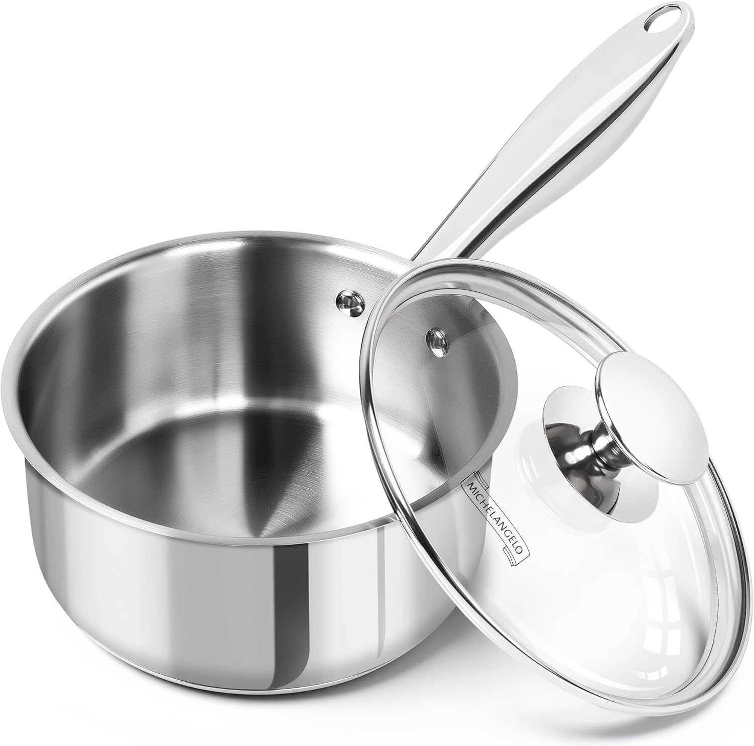 1.5 Quart Saucepan with Lid, Triply Thick Bottom Sauce Pan Stainless Steel Sa…