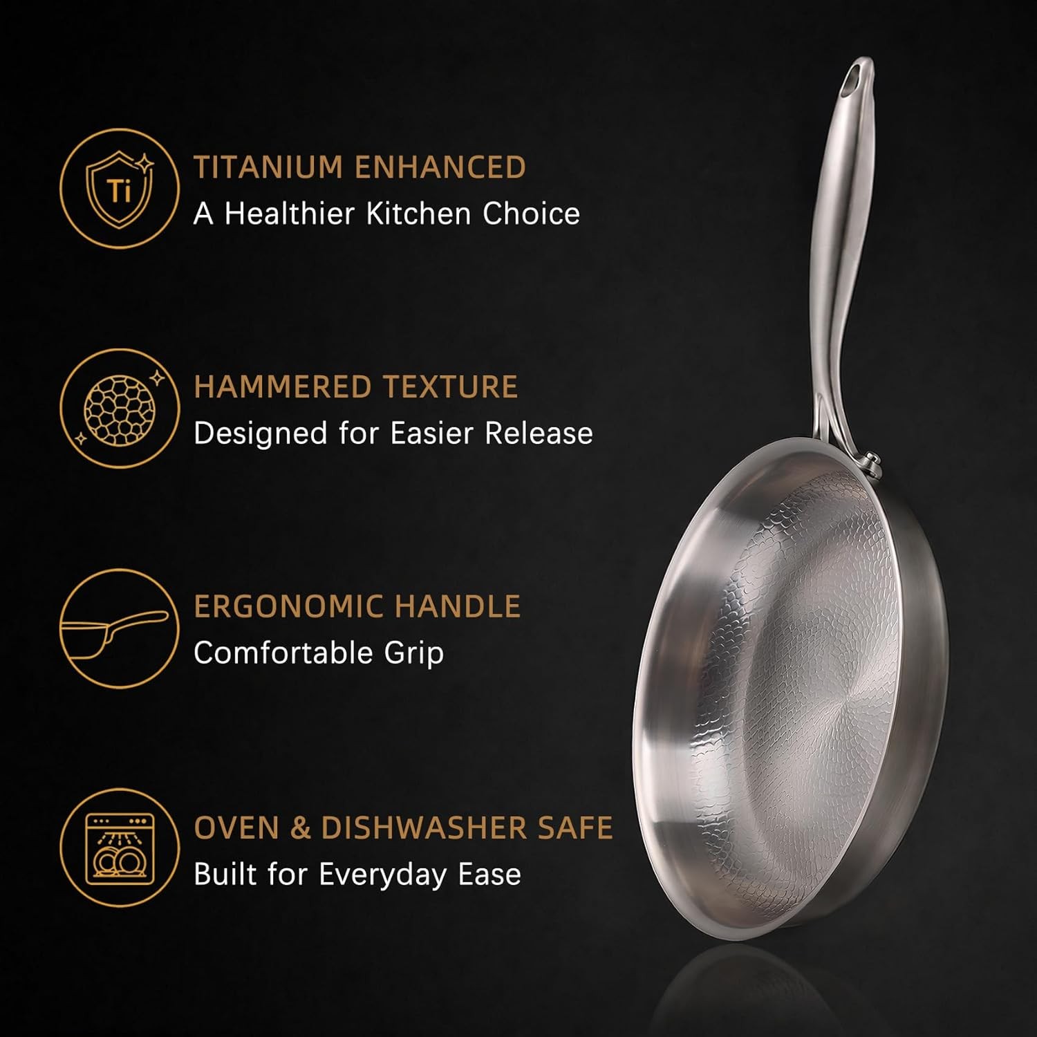 NEW Titanium Hammered Nonstick Fry Pan Ultra Durable Scratch Resistant Cookware