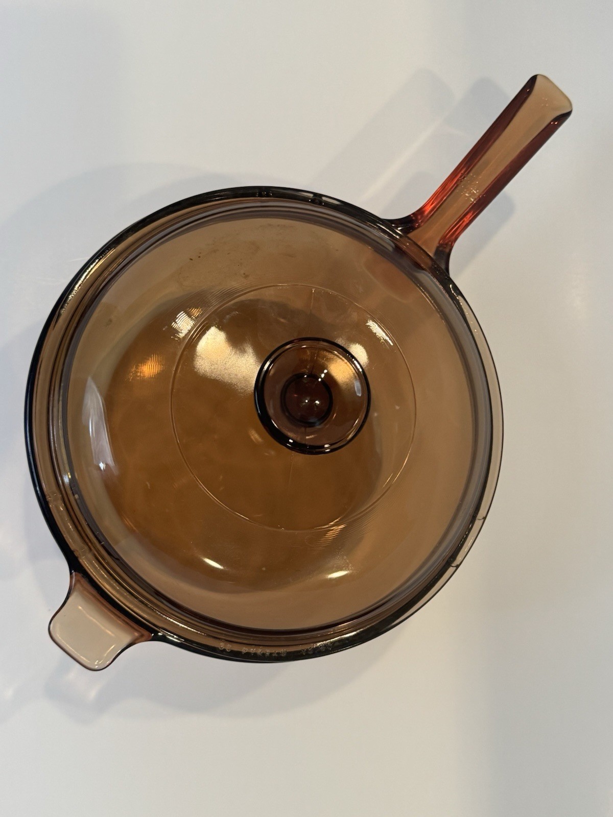 Vintage Corning Visions Amber Glass 2.5L Saucepan Pot with Lid V-2.5-B USA