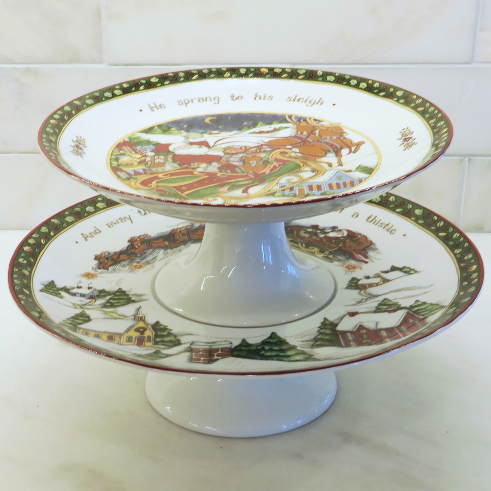 Portmeirion Studio A CHRISTMAS STORY 12.25″ 2-Tier Pedestal Server Susan Winget