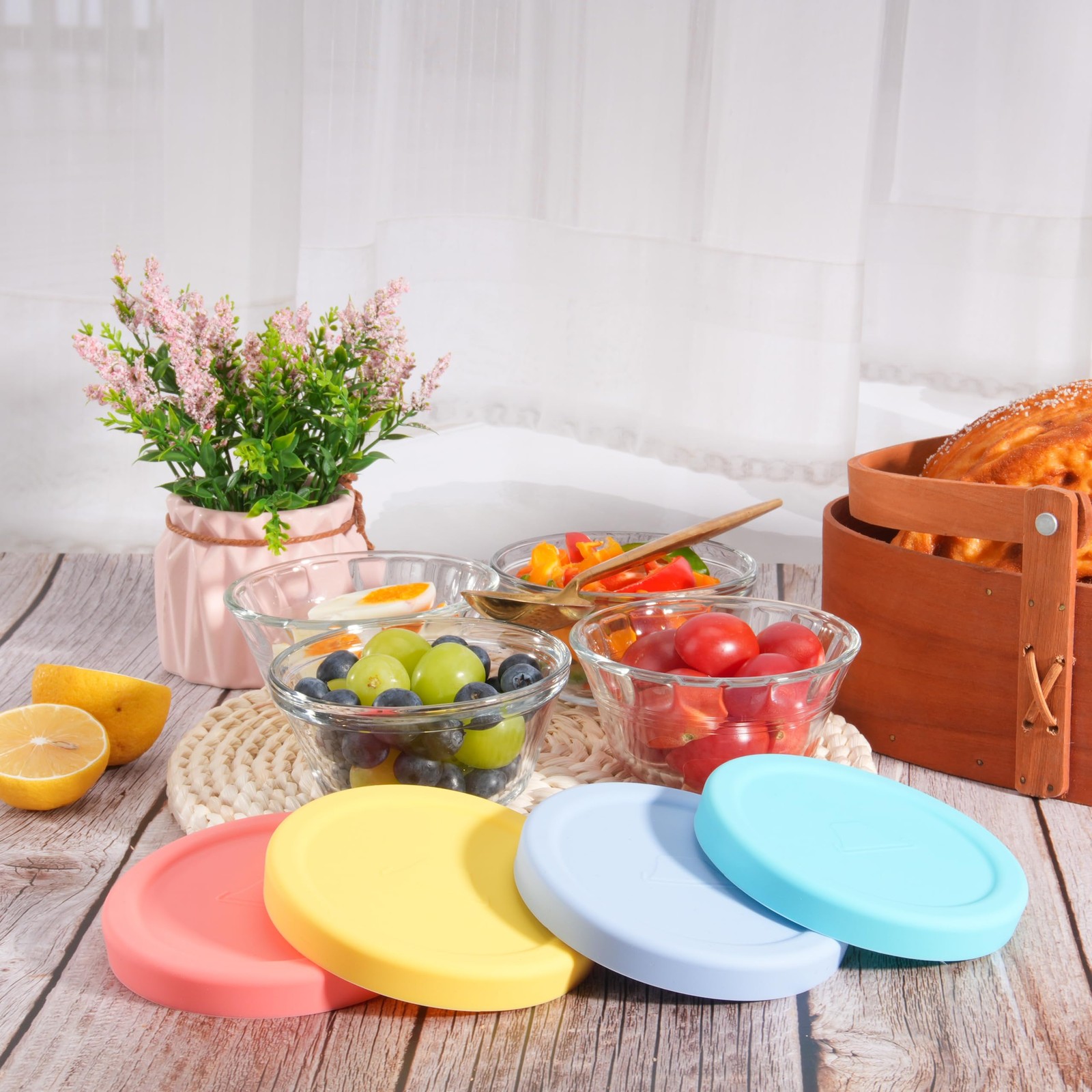 4 PCS Silicone Replacement Lids for Pyrex and Anchor Hocking Glass Custard Cu