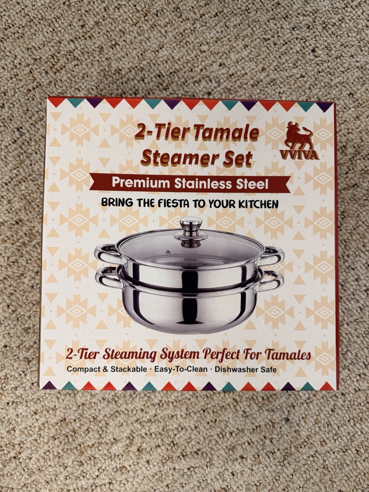 VVIVA 2-Tier Tamale Steamer Set Stainless Steel Compact Stackable Dishwasher Sa…