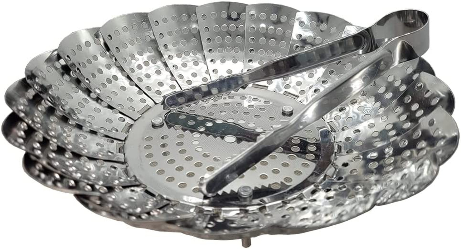 Adjustable Stainless Steel Steamer Basket Fits Various Pot Sizes 5.1″-8.6″