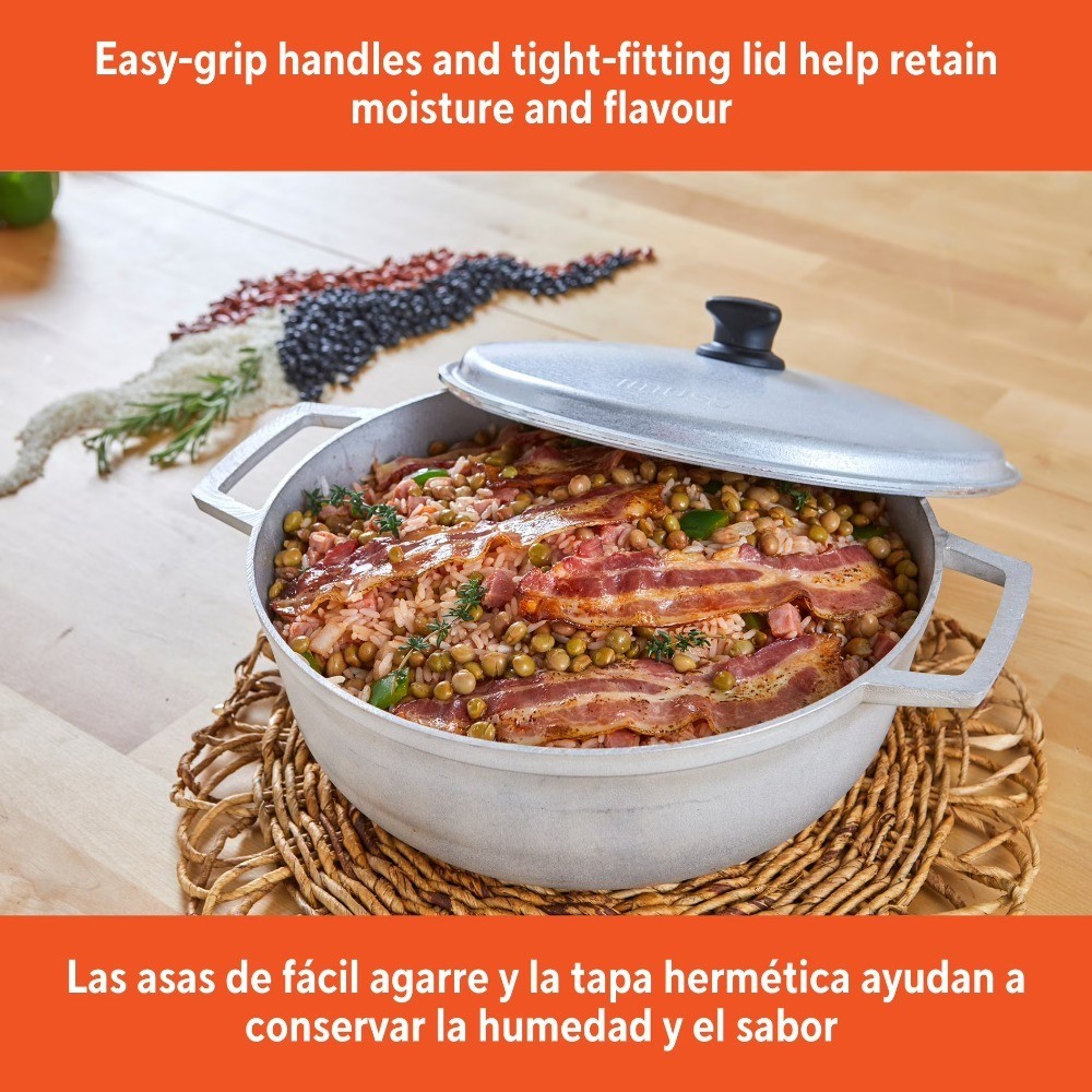 Large 11.6 Quart Cast Aluminum Dutch Oven Pot with Lid, 36cm Caldero for Cooking