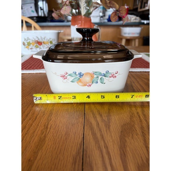 Vintage Corning Ware Abundance A-1½-B 1.5 Liter Casserole w/ Amber Glass Lid USA