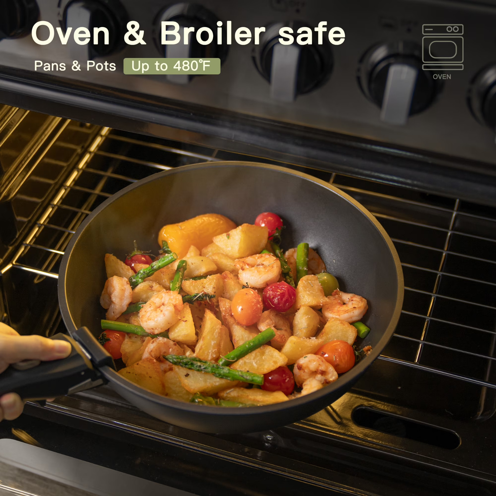 Astercook 20-Piece Nonstick Cookware Set Detachable Handles Induction Stack