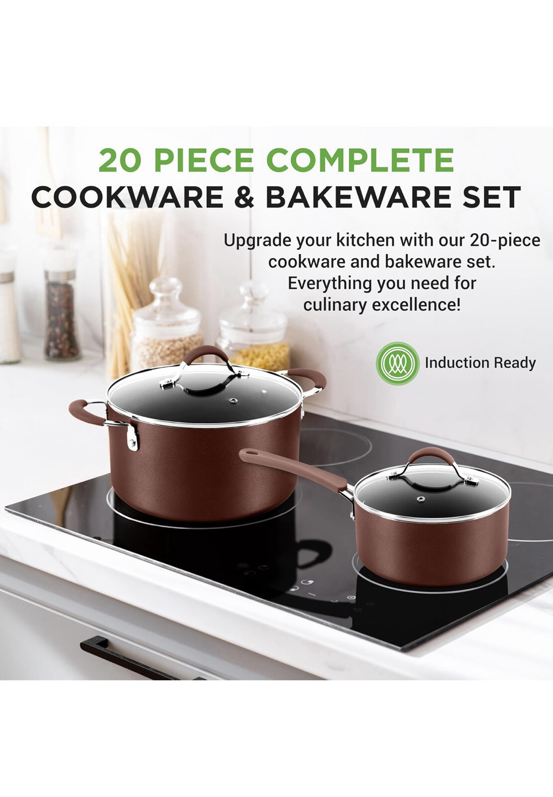 Luxury Aluminum Cookware Set – 20-Piece Non-Stick Essentials for Every Kitchen