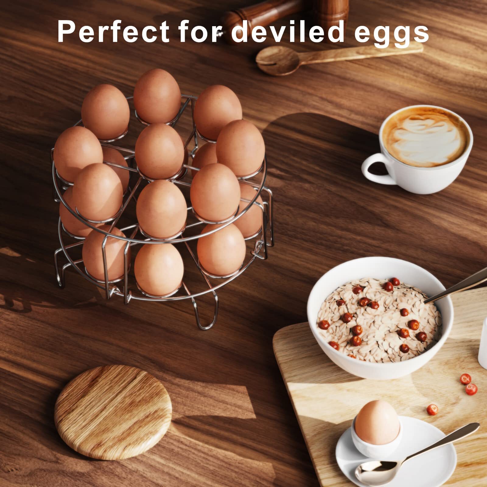 Egg Steamer Rack – Trivet for 6, 8 Quart Pressure Cooker, Cooks 18 Eggs, 2 Packs