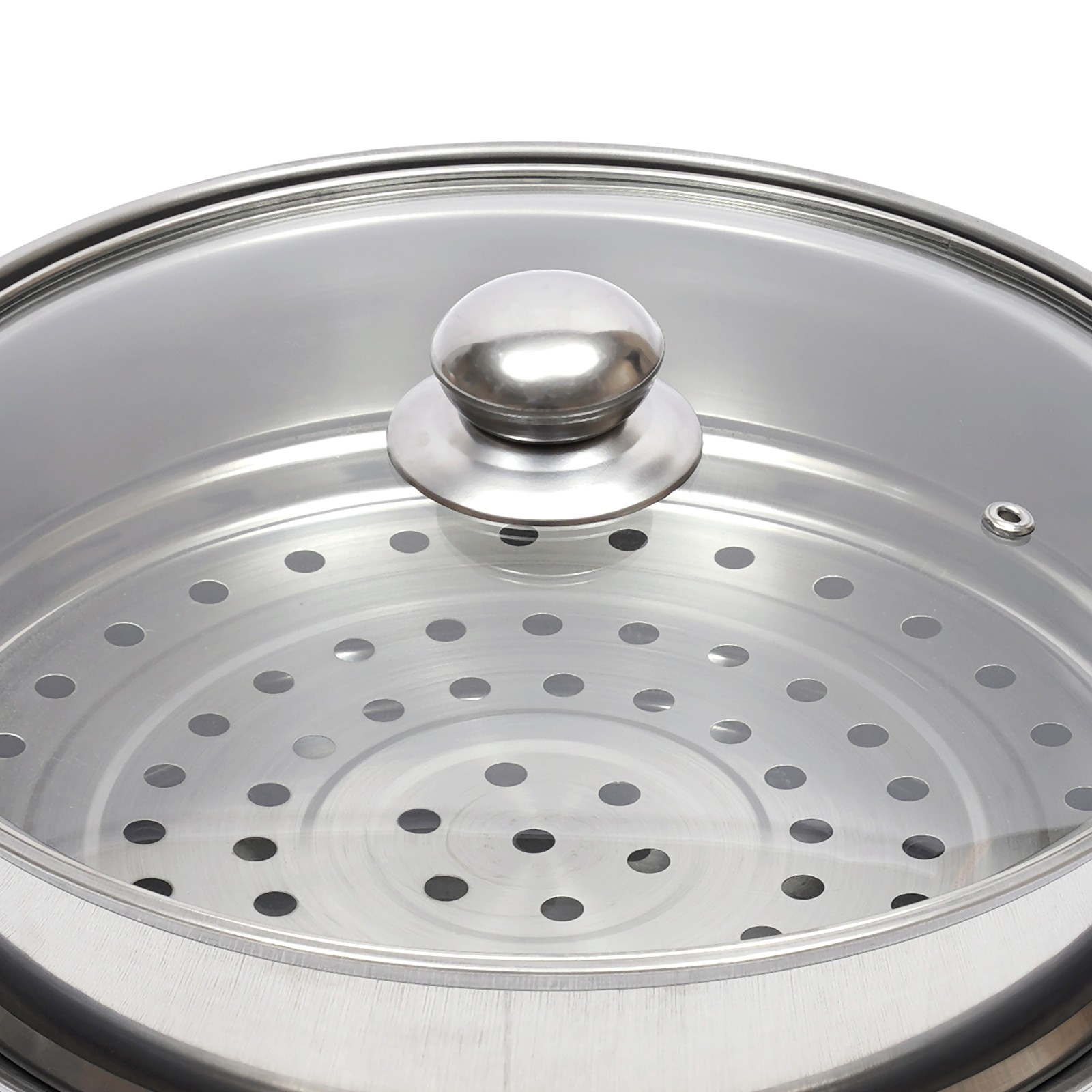 3 Tiers Stainless Steel Food Steamer Cooker Pot Vegetable Fish w/Glass Lid