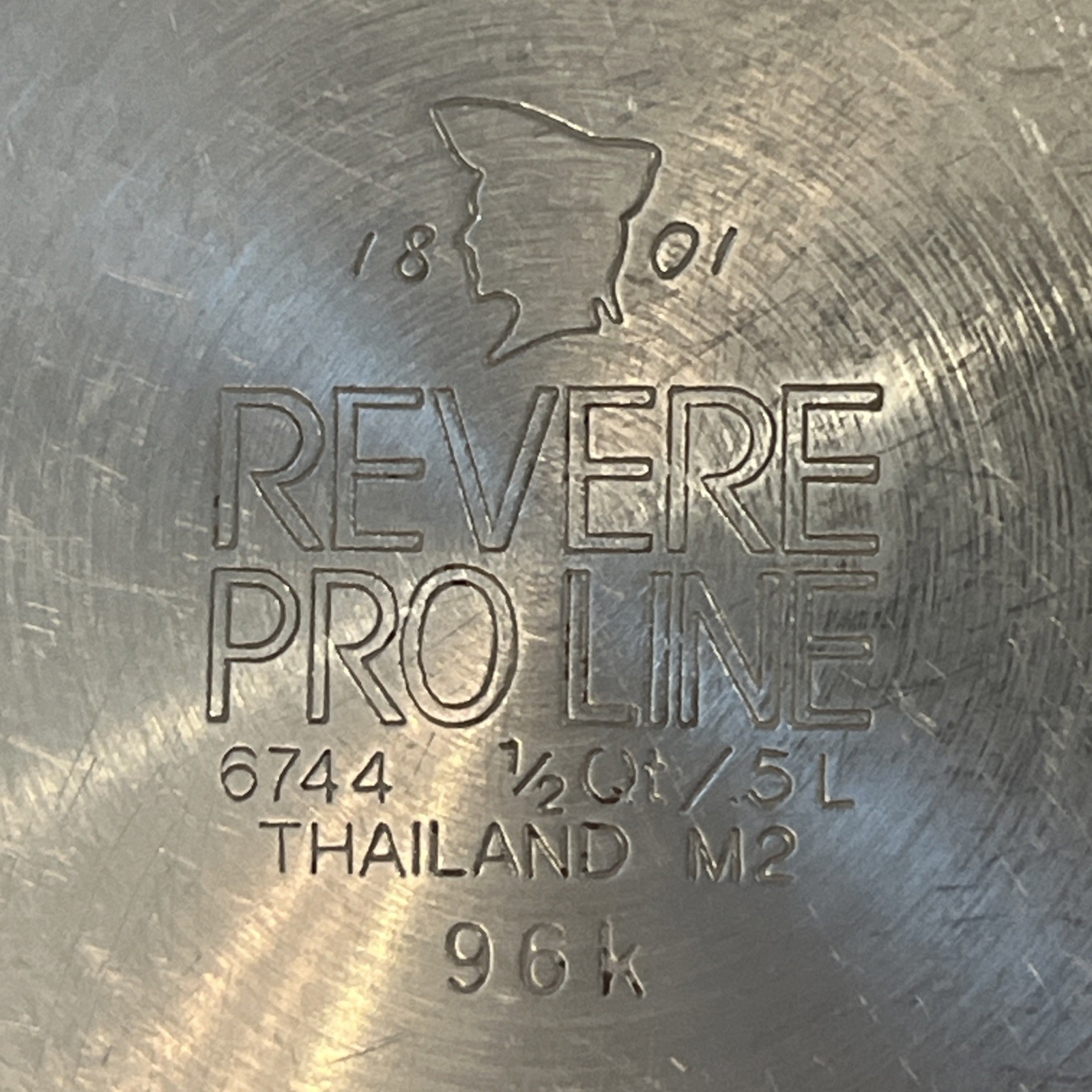 Revere Ware Pro Line Copper Core Stainless 1/2 Qt Double Spout Saucepan Pot 6744