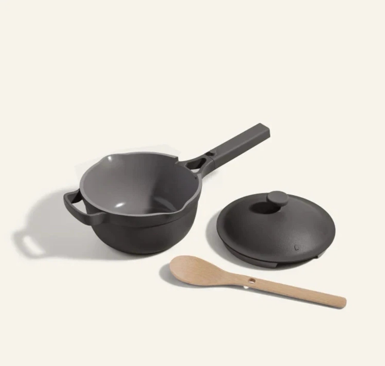Our Place Mini Perfect Pot 2.5 Qt w/Beechwood Spoon, Dark Taupe, NEW!