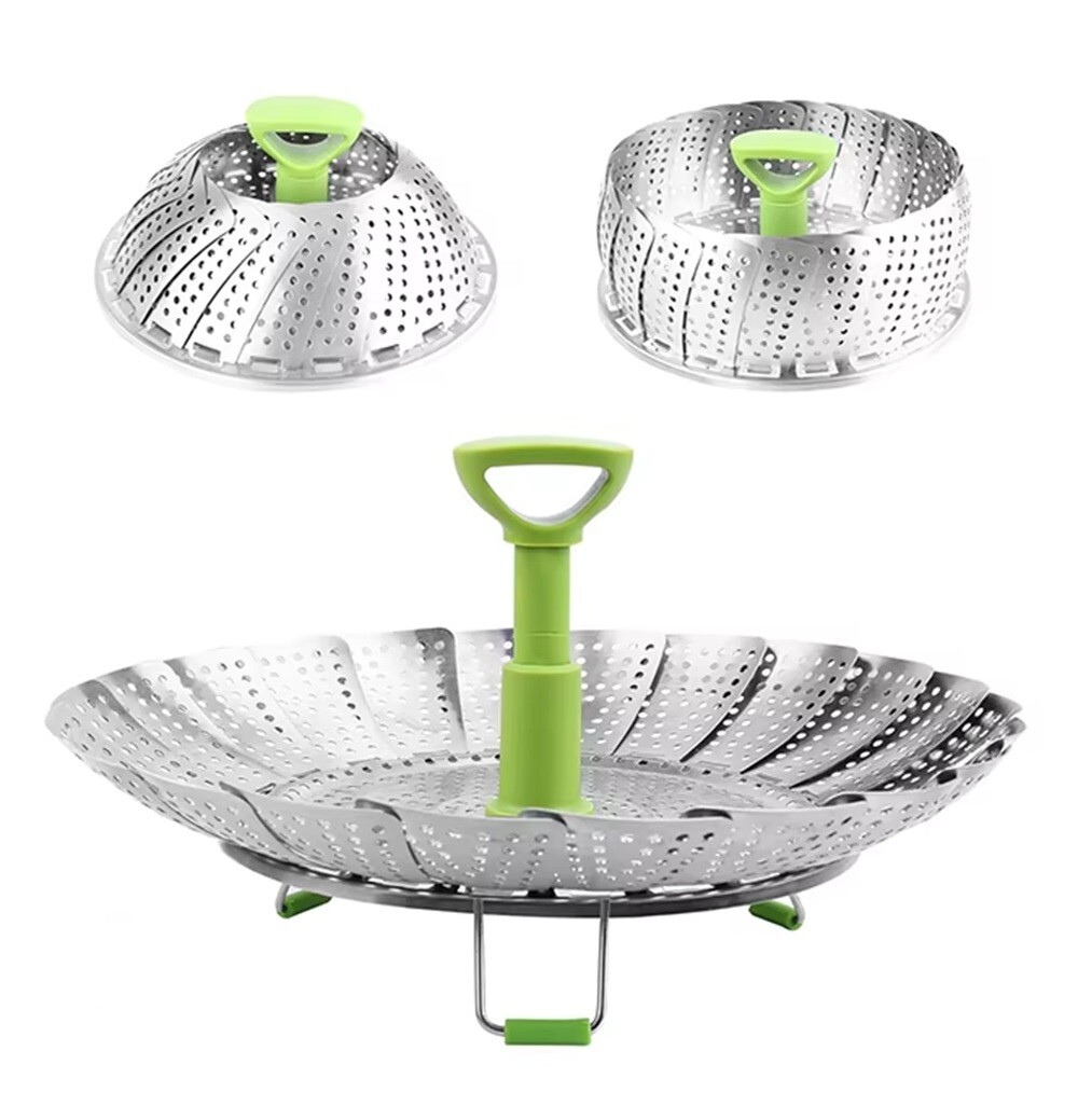 Folding Stainless Steel Steamer Basket 5.5–9″ – Expandable & Dishwasher‑Safe