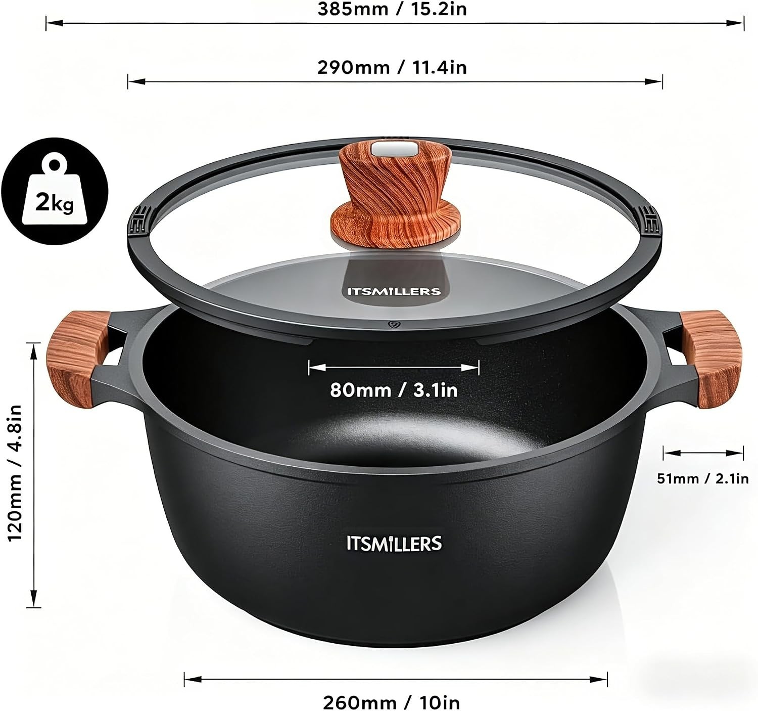 Nonstick Stock Pot, 6.5 Qt Soup Stock Pot with Strainer Lid, Induction Cooking