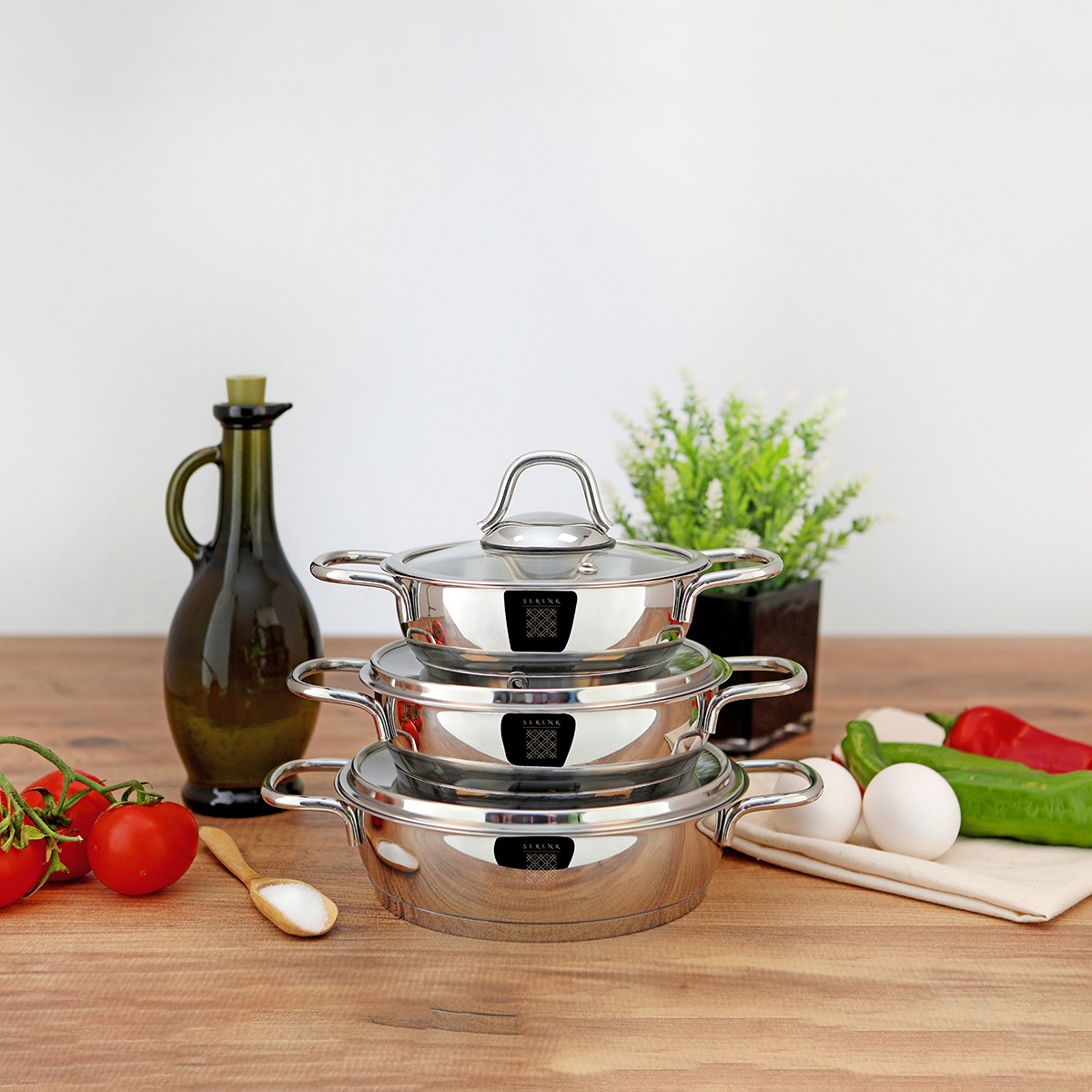 Serenk 6 Pieces Egg Pan Set, Stainless Steel 5″, 6″ and 7″ Skillet Frying Pan