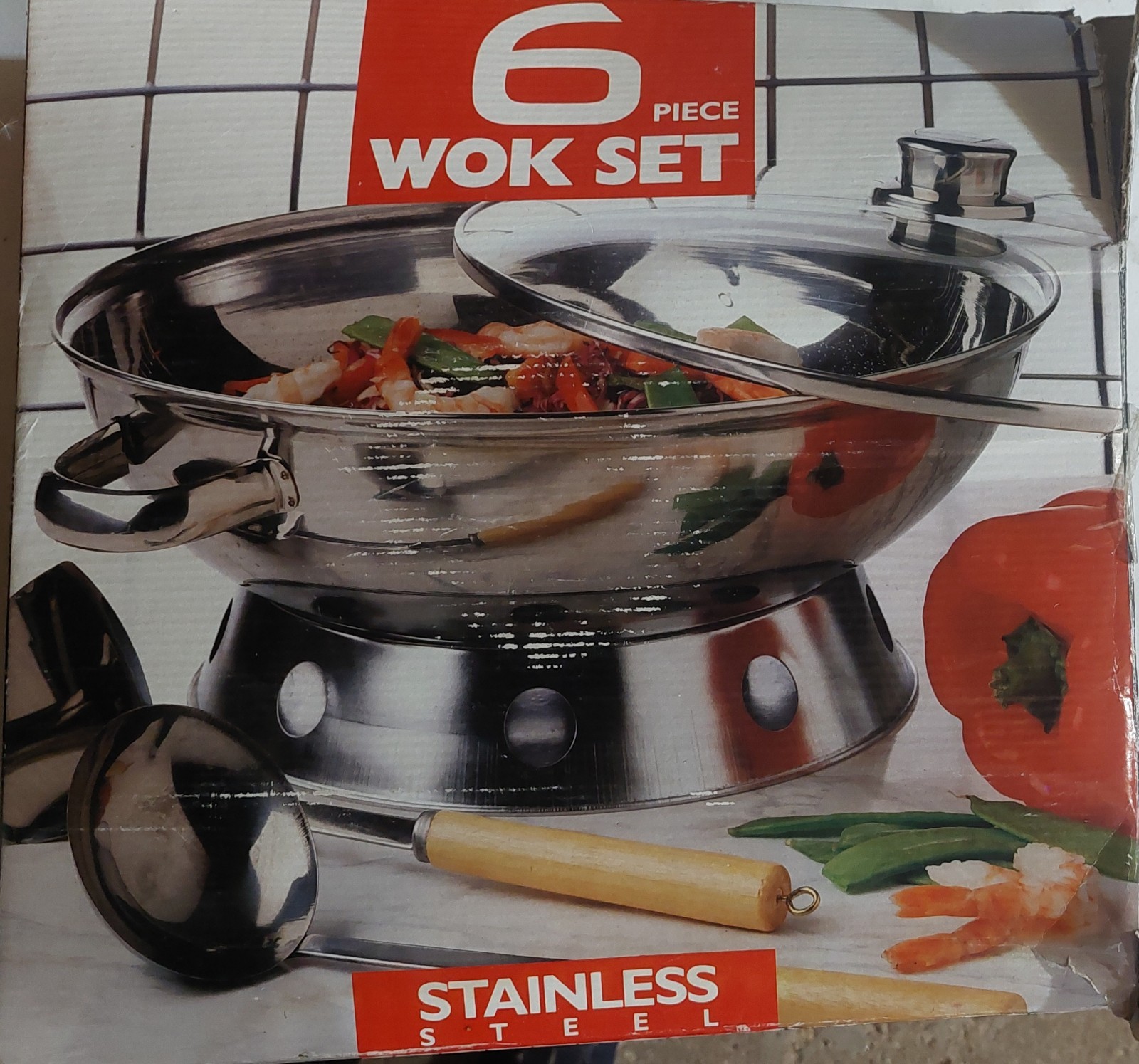 Himark 6 Piece Wok Set Stainless Steel Item No. 15-4260 Made In Korea Open Box