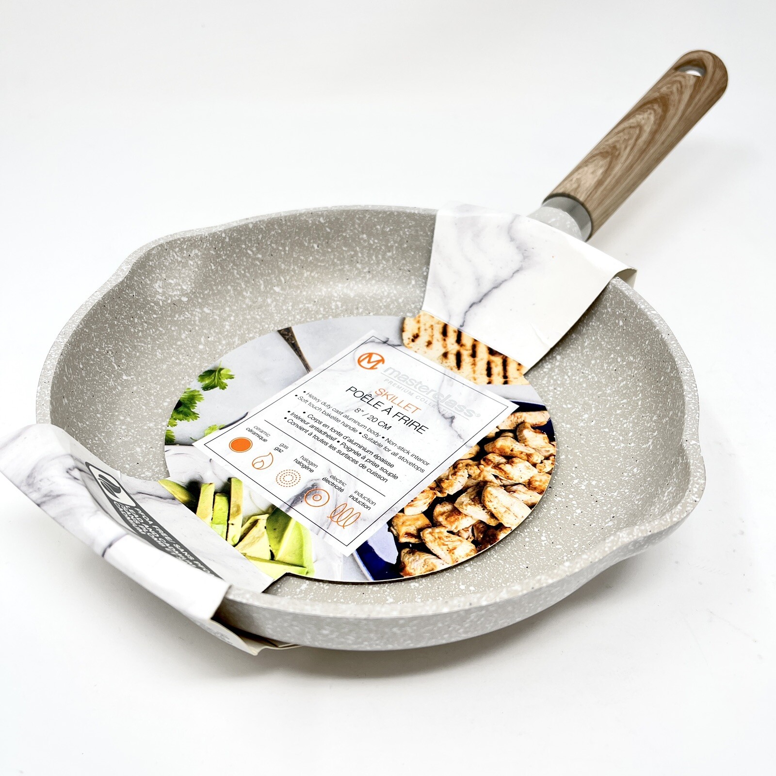 Frying Pan Masterclass Cookware Nonstick Pan & Skillet 8 Inch High Quality Beige
