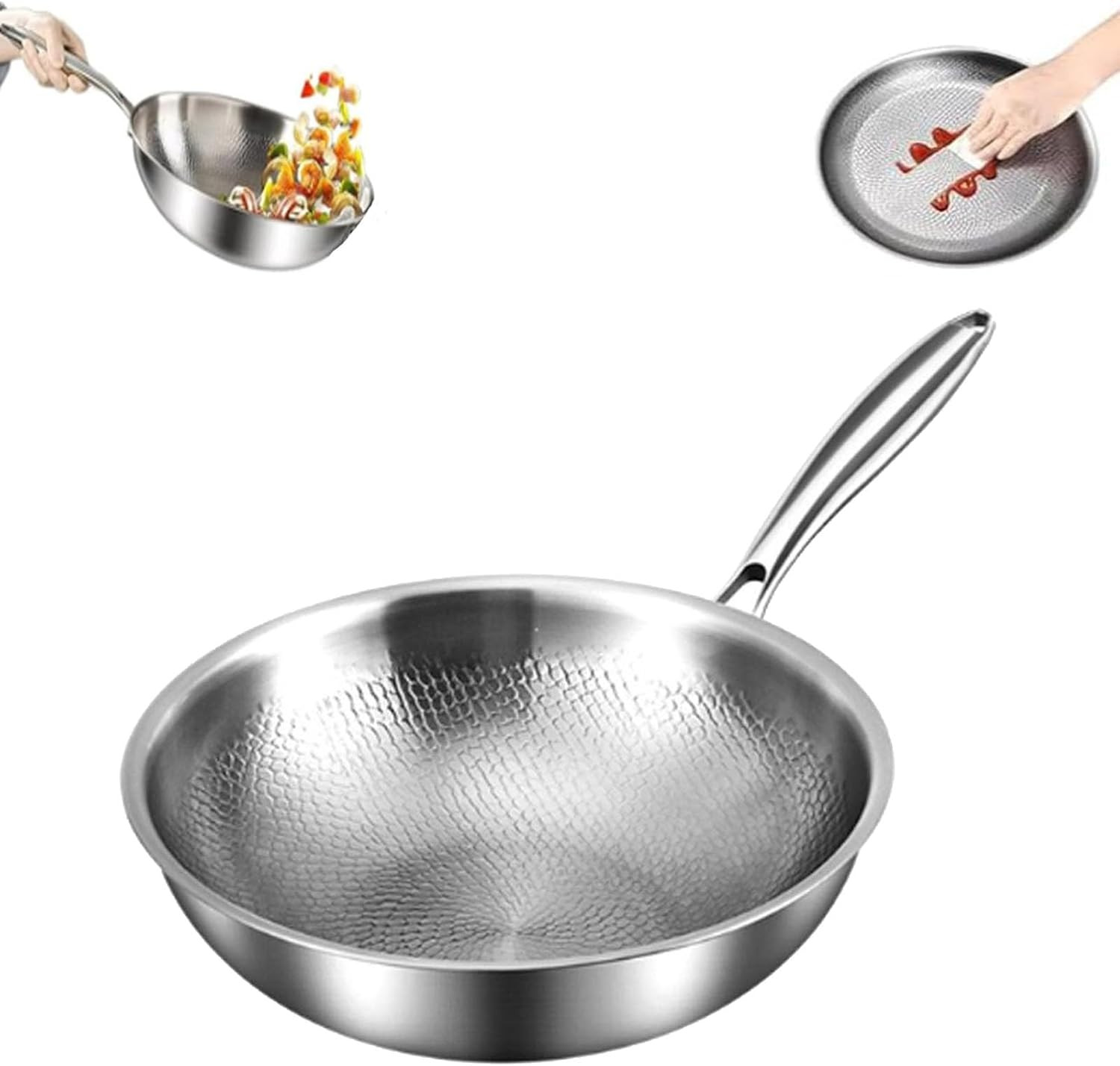 Titanium Hammered Pan Pro with Lid, Durable Scratch-Resistant Titanium Frying…