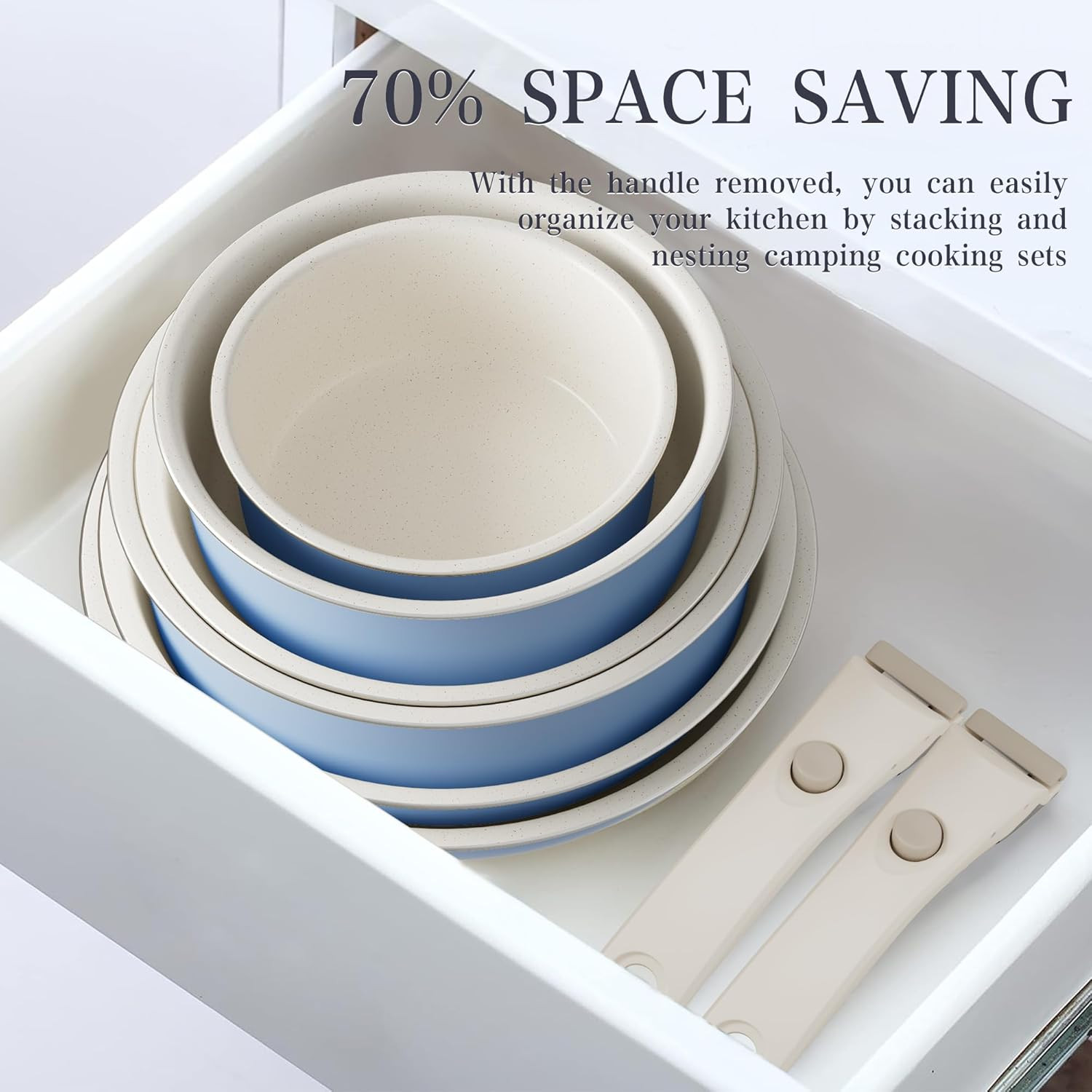 Ceramic Nonstick Pots and Pans Set with Removable Handles for Easy Cooking