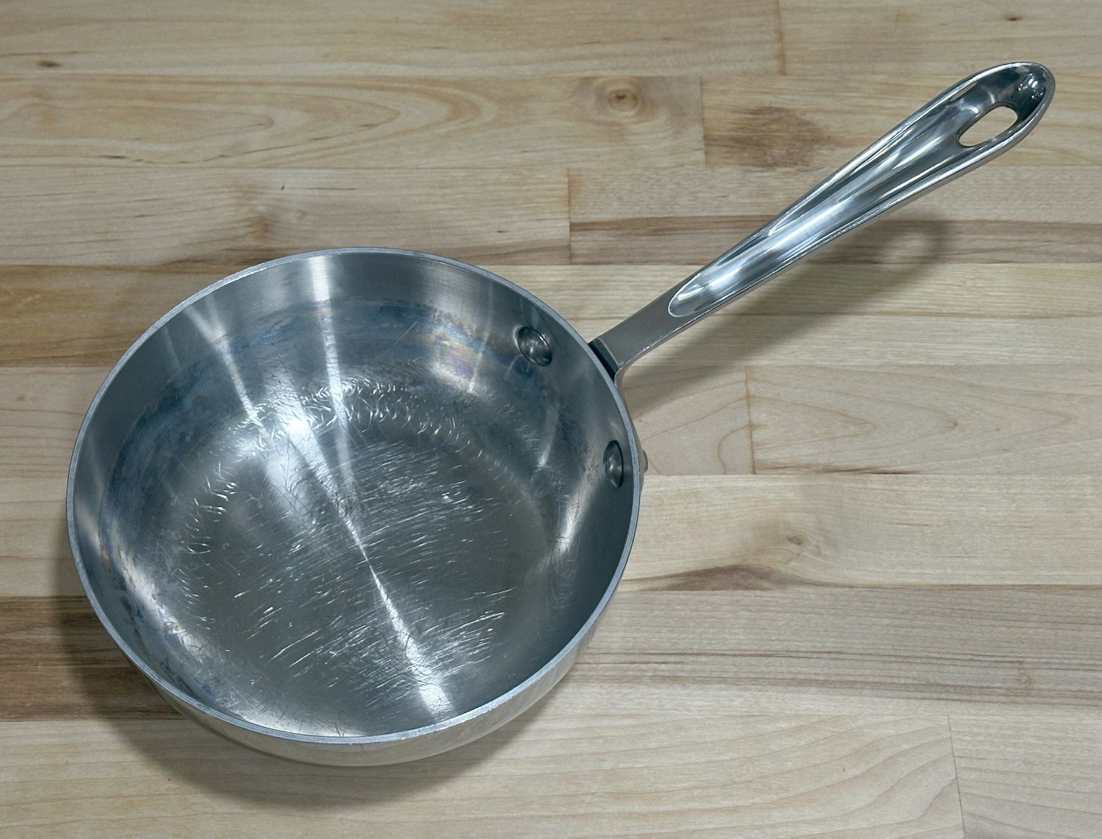 ALL-CLAD 6.5″ Stainless Steel Saucier 1 Qt Chefs Pan Cookware Pot NO LID