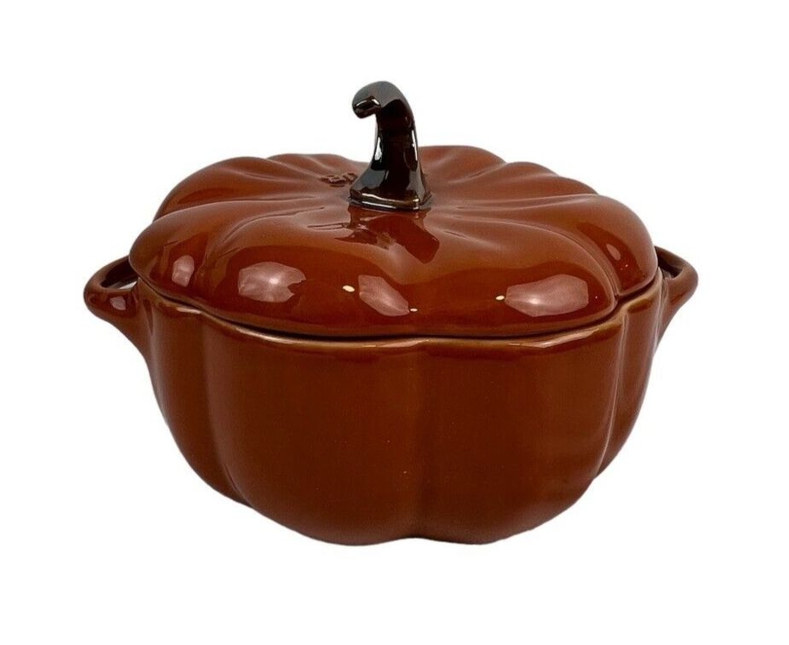 STAUB Ceramic Pumpkin Cocotte Dish 0.5 Qt 16-oz Burnt Orange Oven Safe NIB