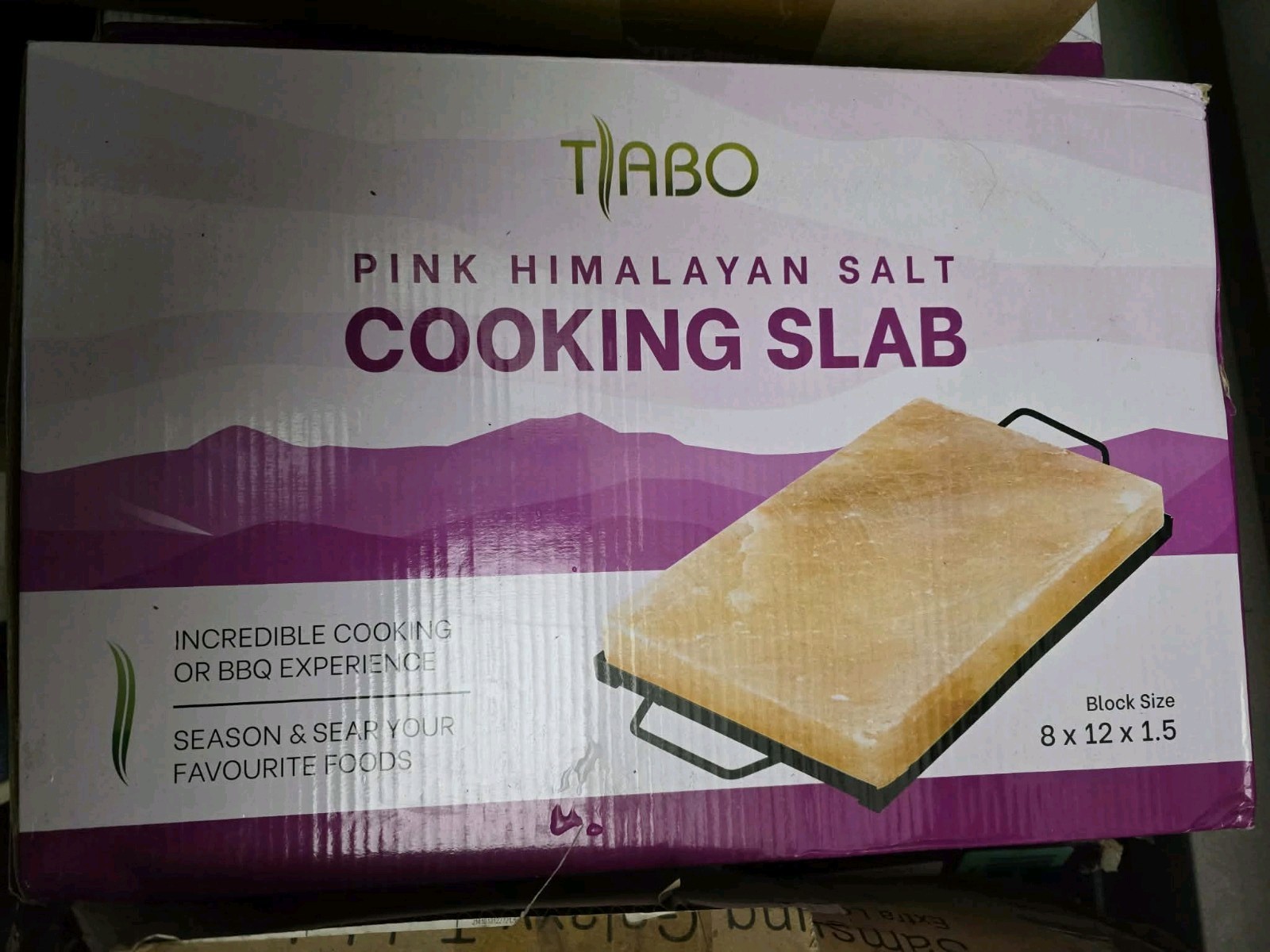 Tiabo Pink Himalayan Salt Cooking Slab Rectangle 8x12x1.5 in BBQ Season & Sear