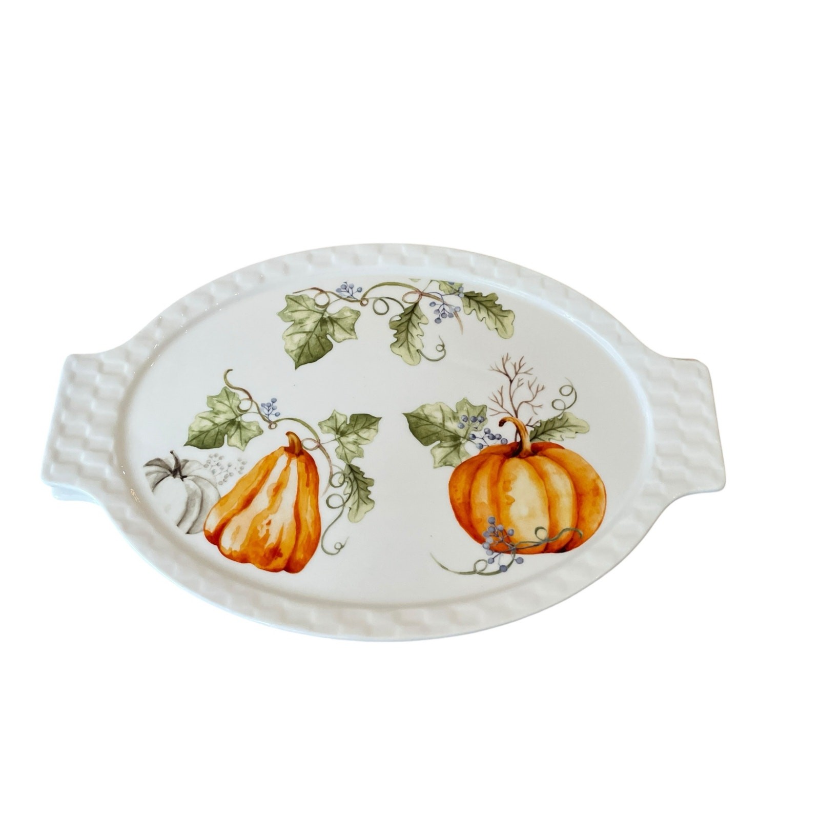 Grace Pantry Oval Oven Safe Baker Casserole w/ Lid 11in Fall Thanksgiving NEW