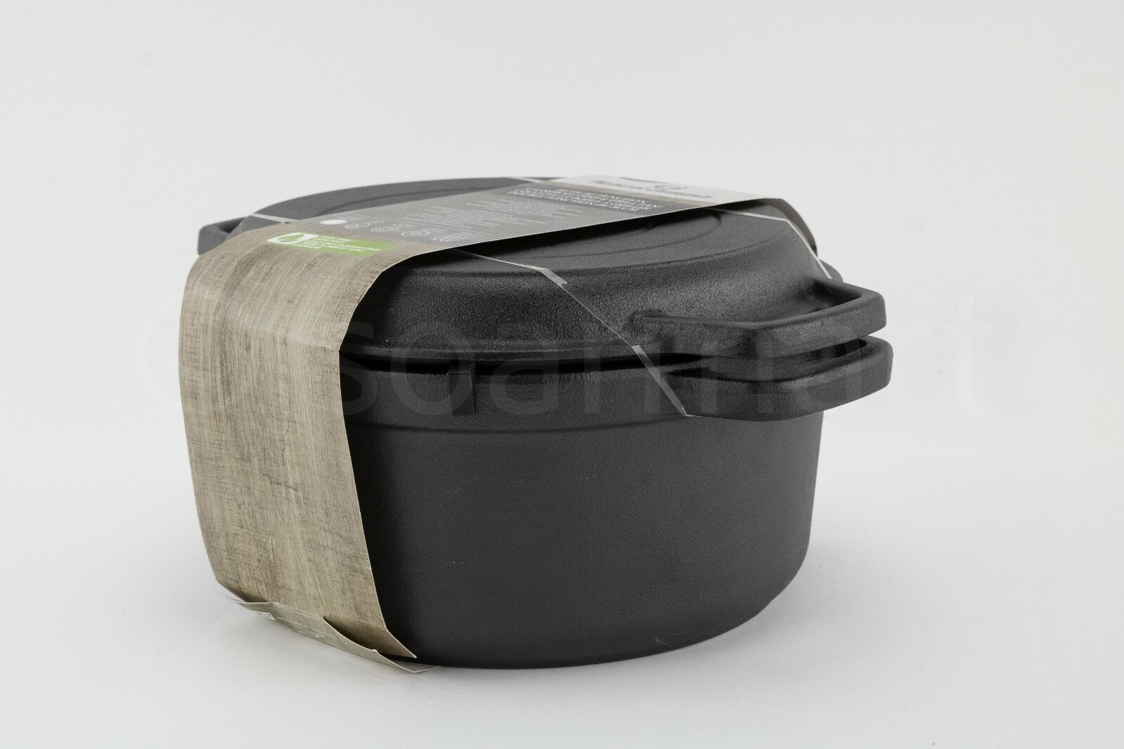 Natural Elements Cast Iron Casserole Grill Pan Top 5.1-qt 10 In Dual Function