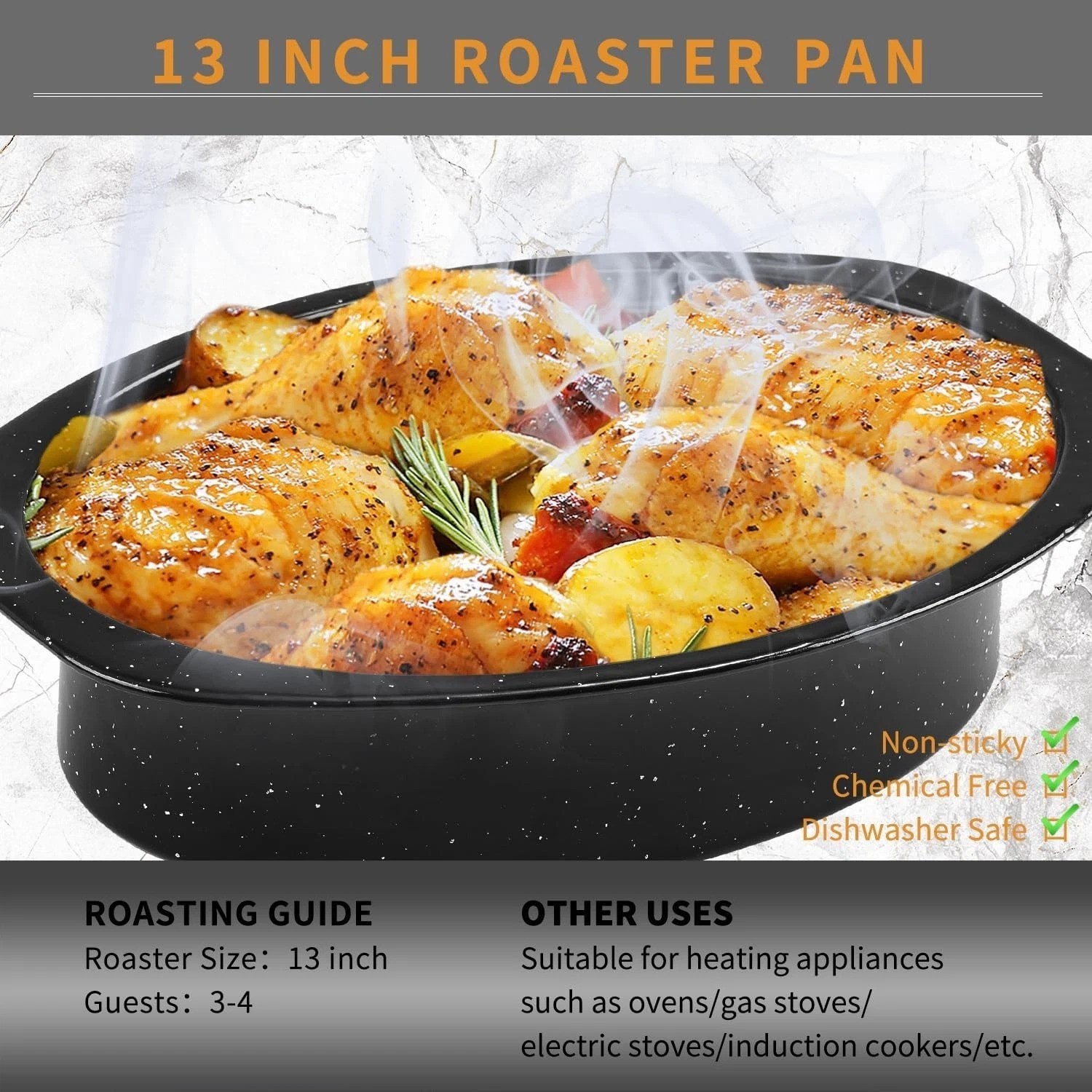 Elegant 13” Oval Enameled Roaster Pan with Domed Lid – Perfect for Small Meals