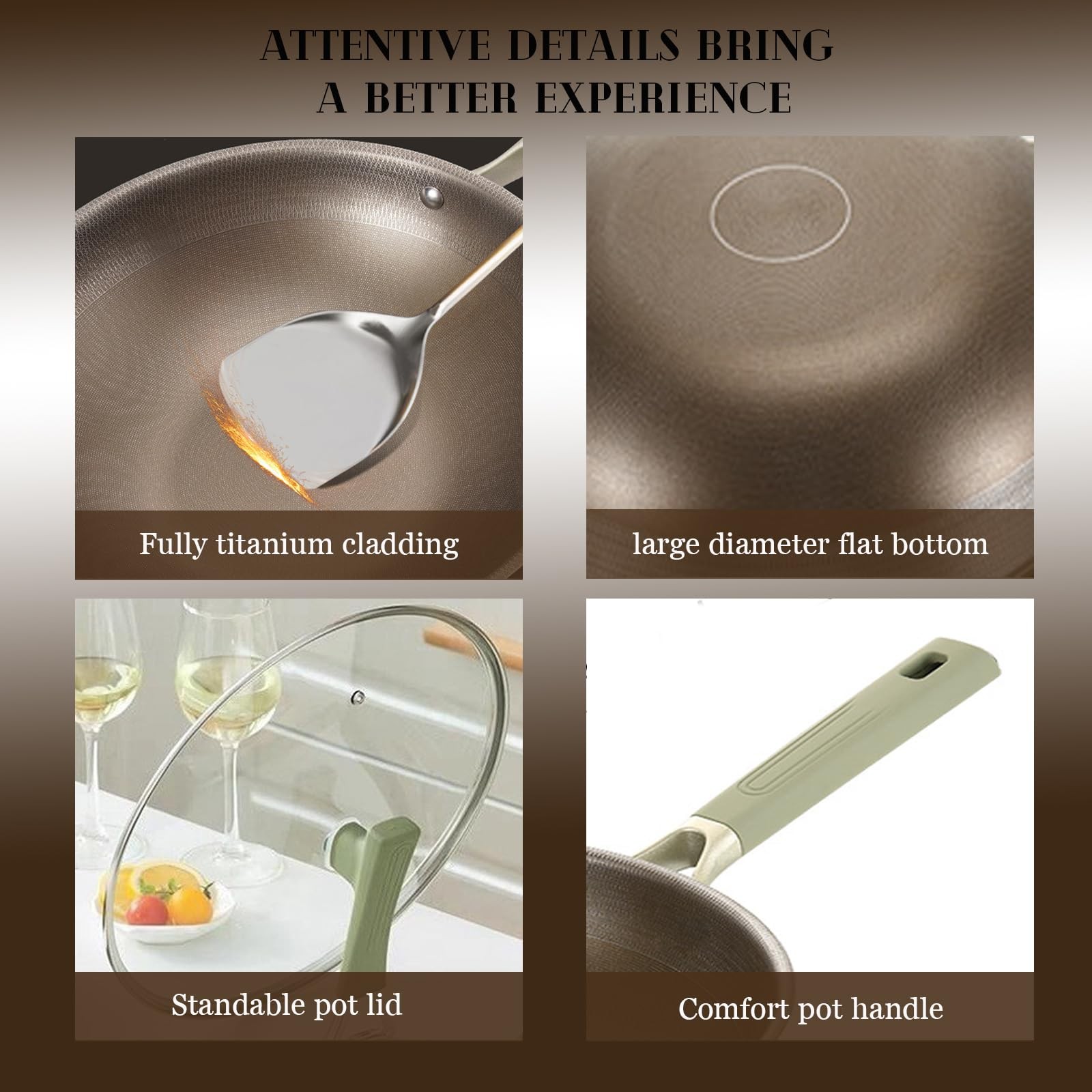 Titanium Pans for Cooking,Extended Cool-Touch Handle 13 Inch Titanium Pan,Ele…
