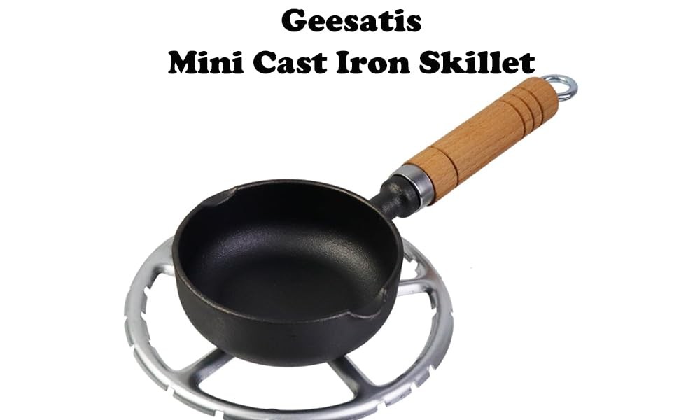 esatis 1 Pcs Mini Cast Iron Skillet Small Skillets Frying Pans, with Wok