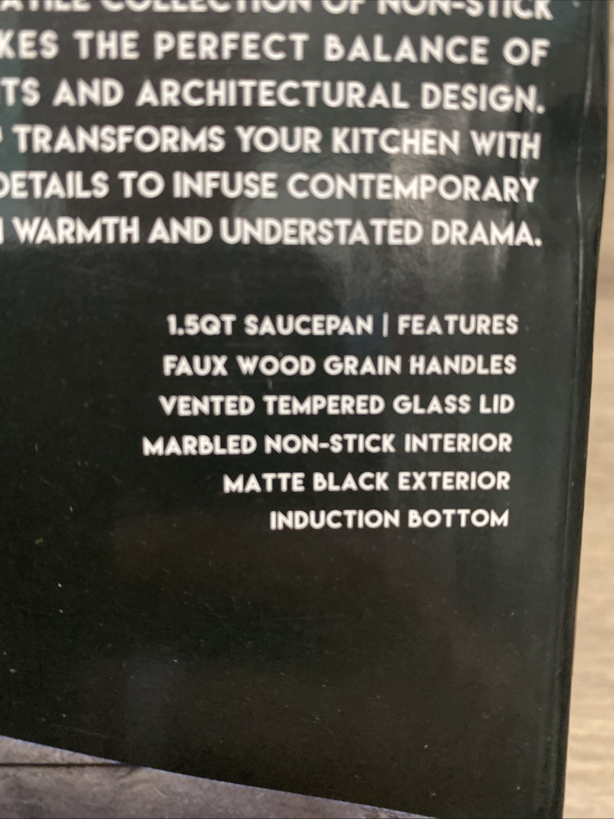 NEW Basque Modern Rustics Matte Black Non-Stick 1.5 QT Saucepan Induction Bottom