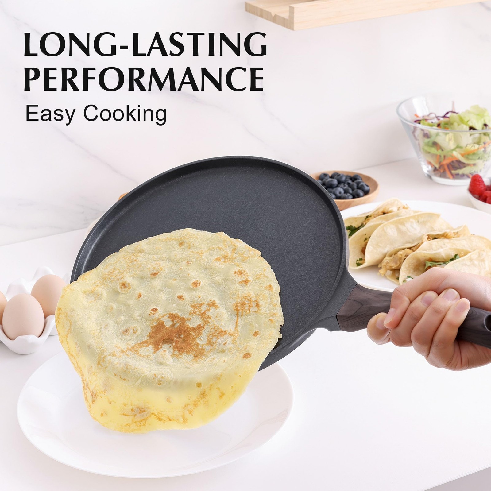 10 Inch Nonstick Crepe Pan Granite Coating Pancake Pan Black